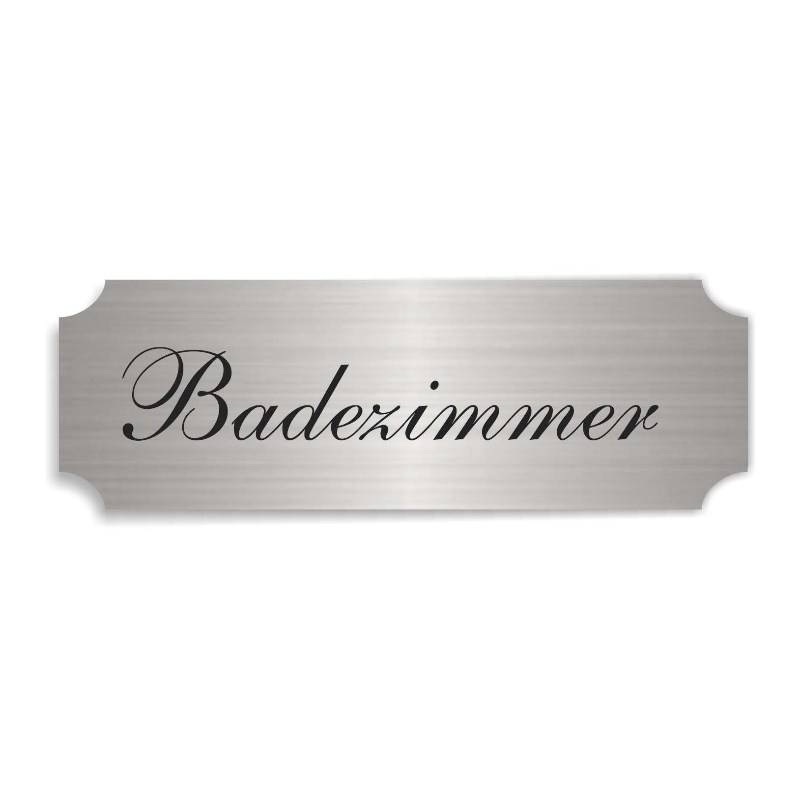Schild « BADEZIMMER » selbstklebend - Aluminium Look - silber