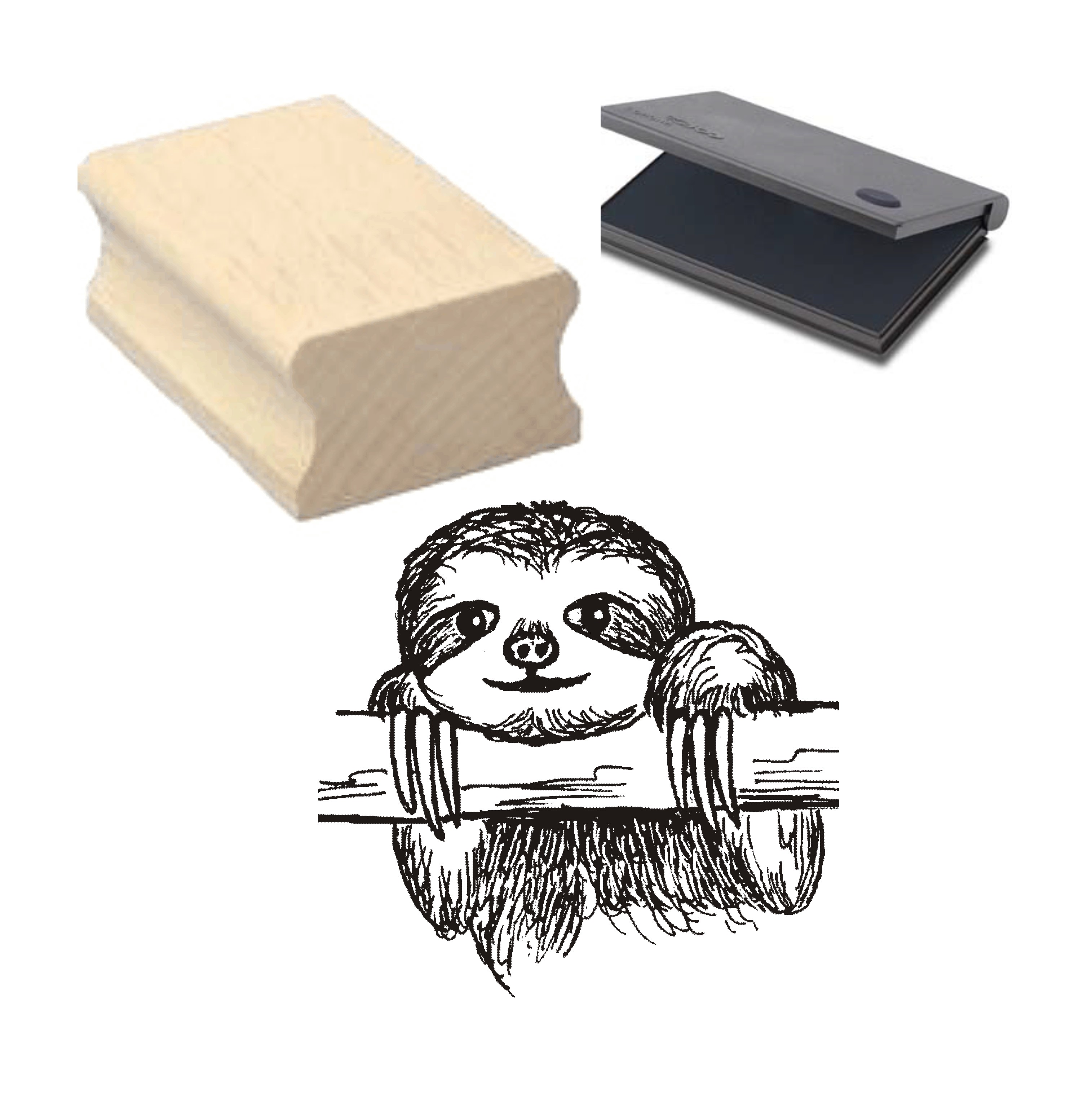 Stempel « kleines FAULTIER » Motivstempel mit Kissen