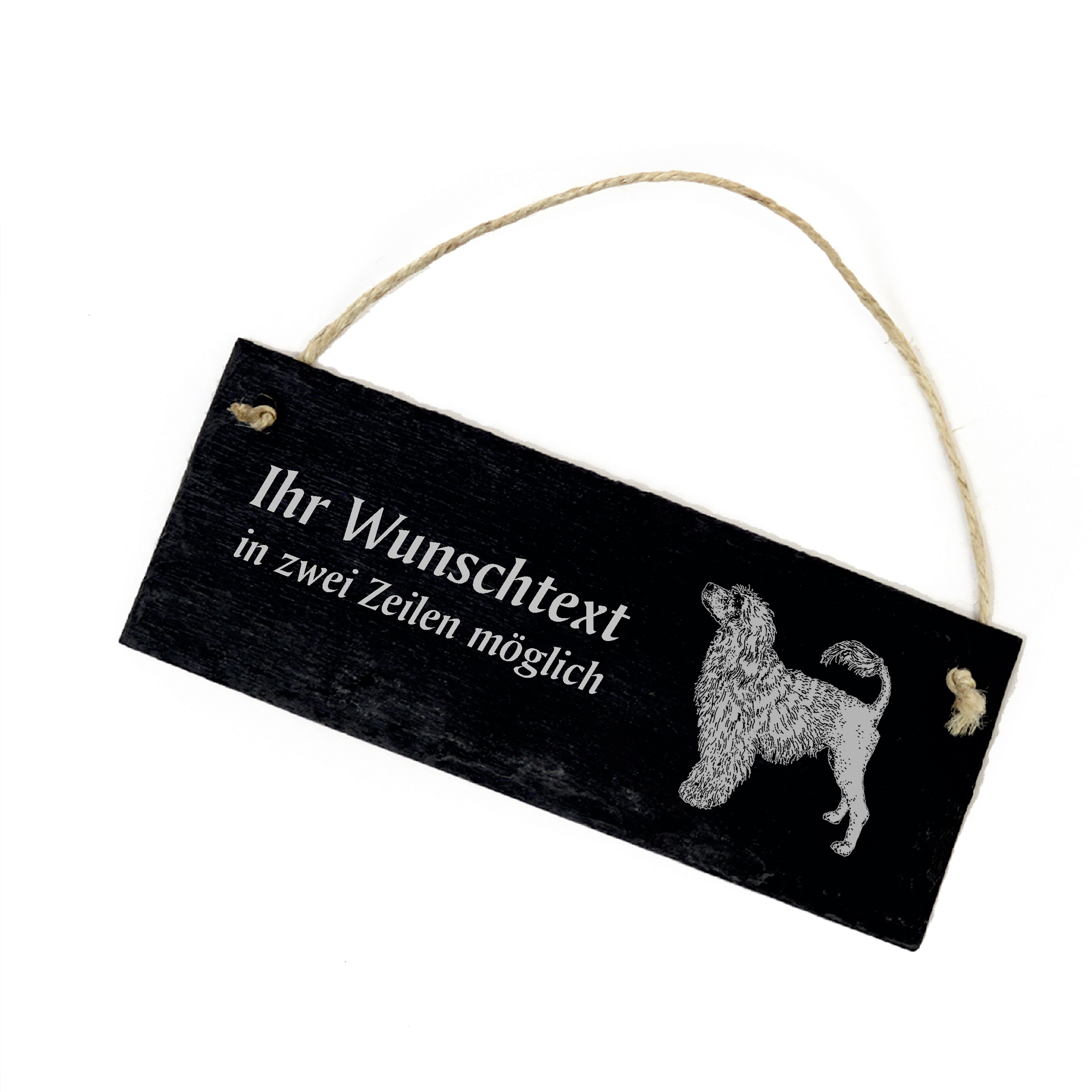 Hundeschild Portugiesischer Wasserhund Türschild  Schiefer - personalisiert - 22cm x 8cm