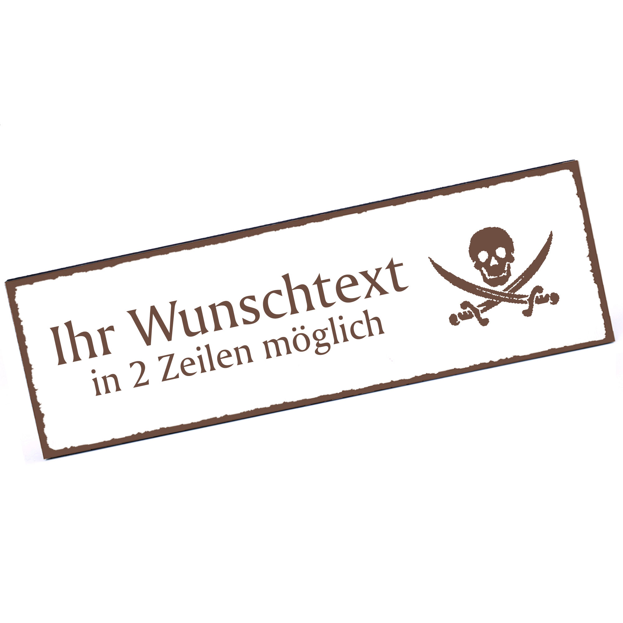 Türschild Piratenzeichen  Namensschild personalisiert mit Gravur - 150mm x 50mm - selbstklebend