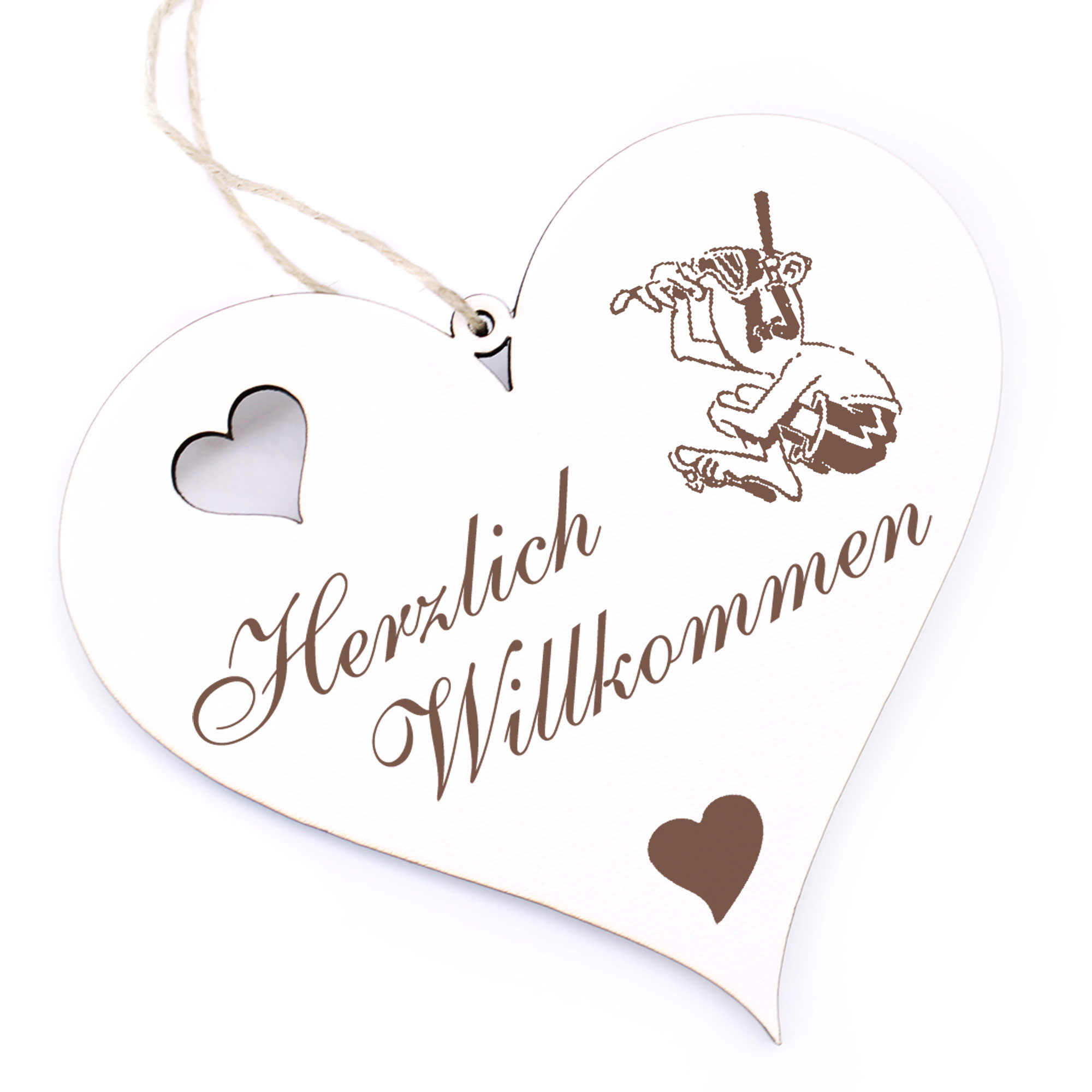 Herzlich Willkommen Schild - Schnorcheln - Deko Herz Holz