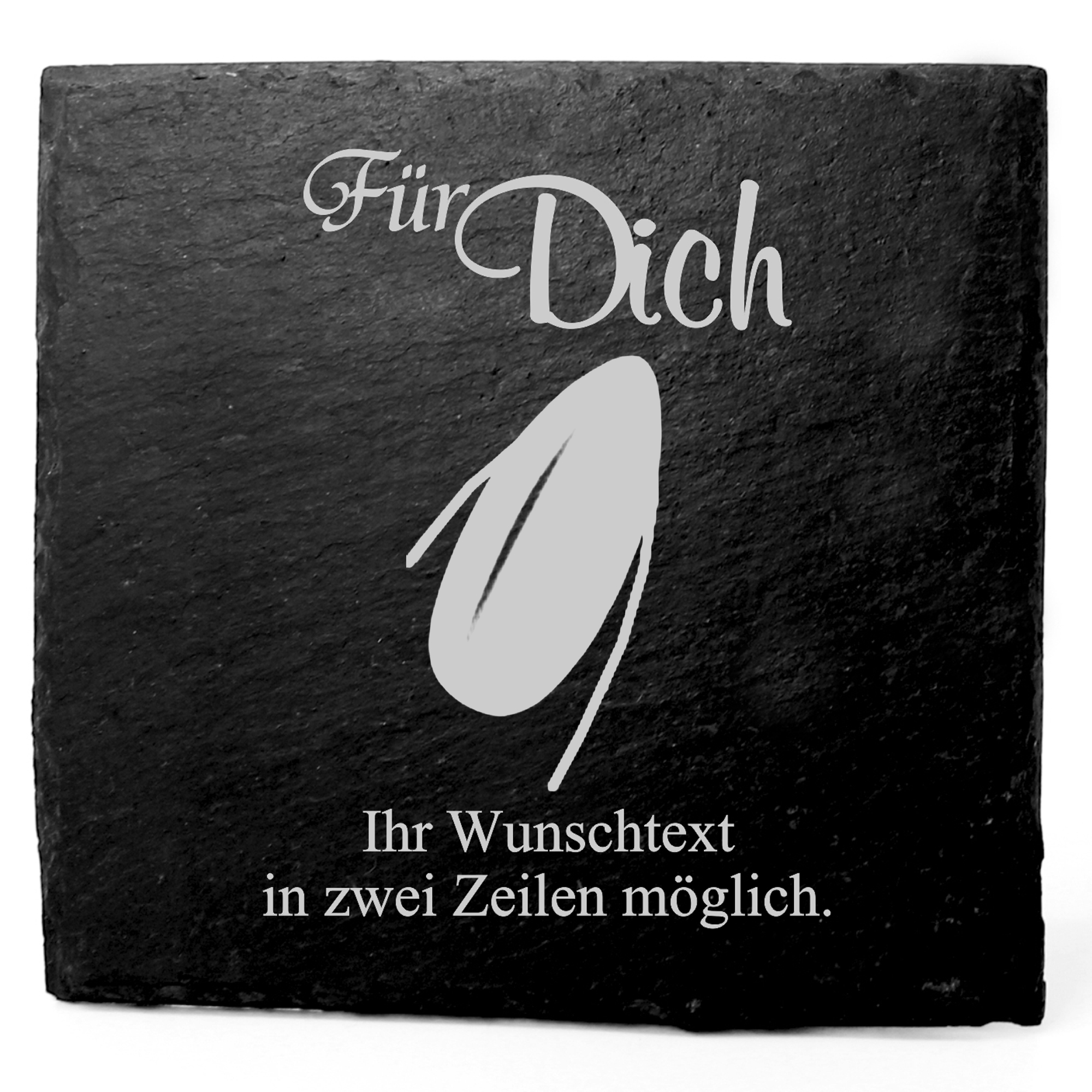Deko Schiefer Untersetzer personalisiert Fingernagel - Für Dich - 11x11cm