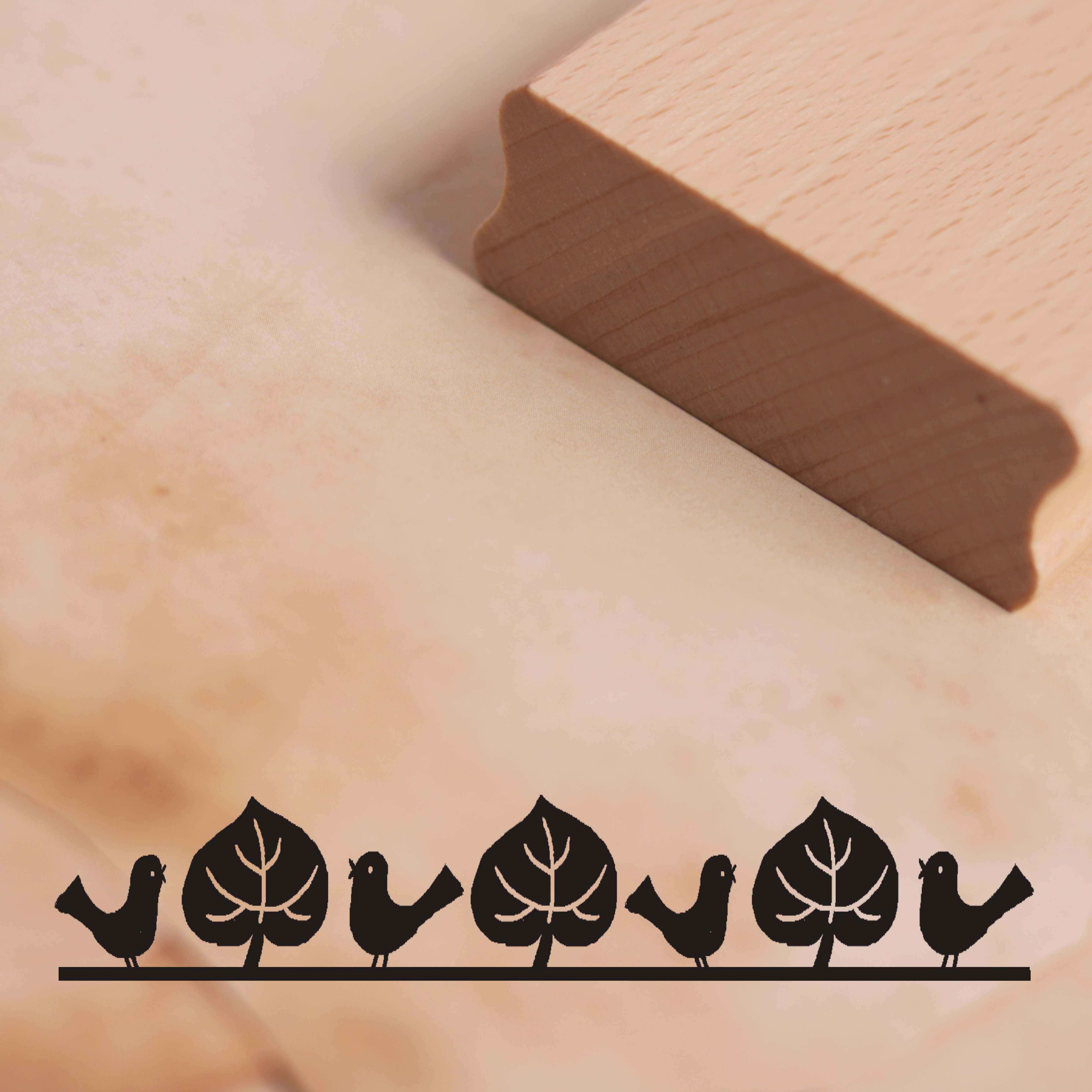 Motivstempel Vogel Blatt Bordüre Stempel 98mm x 17mm