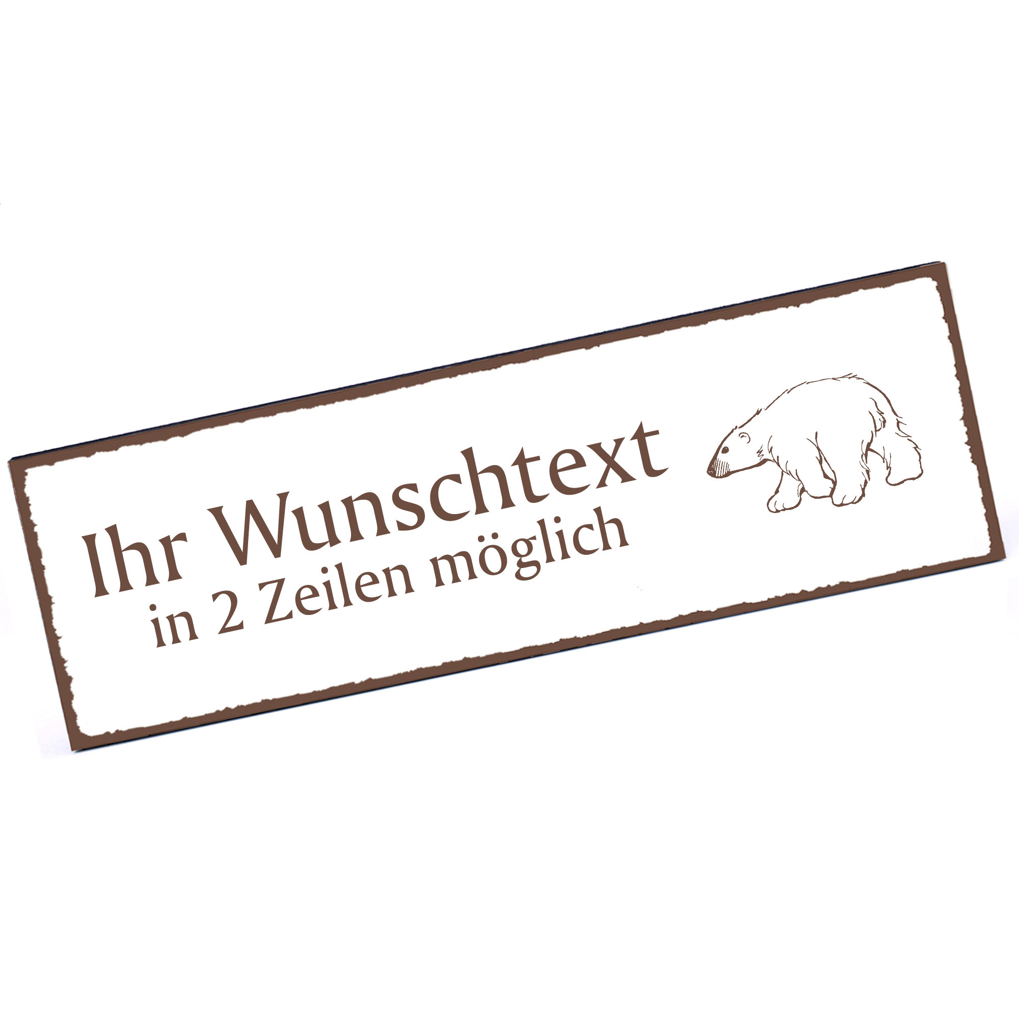 Türschild gezeichneter Eisbär  Namensschild personalisiert mit Gravur - 150mm x 50mm - selbstklebend