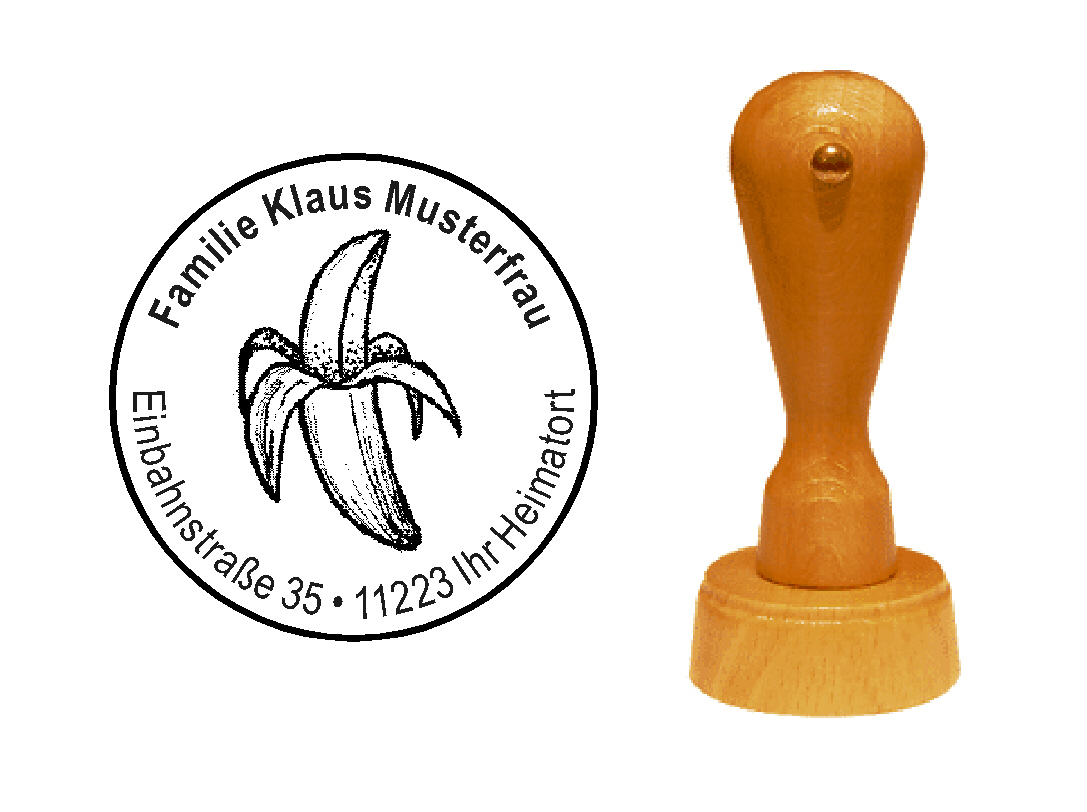 « Banane » Holzstempel mit persönlichem Wunschtext