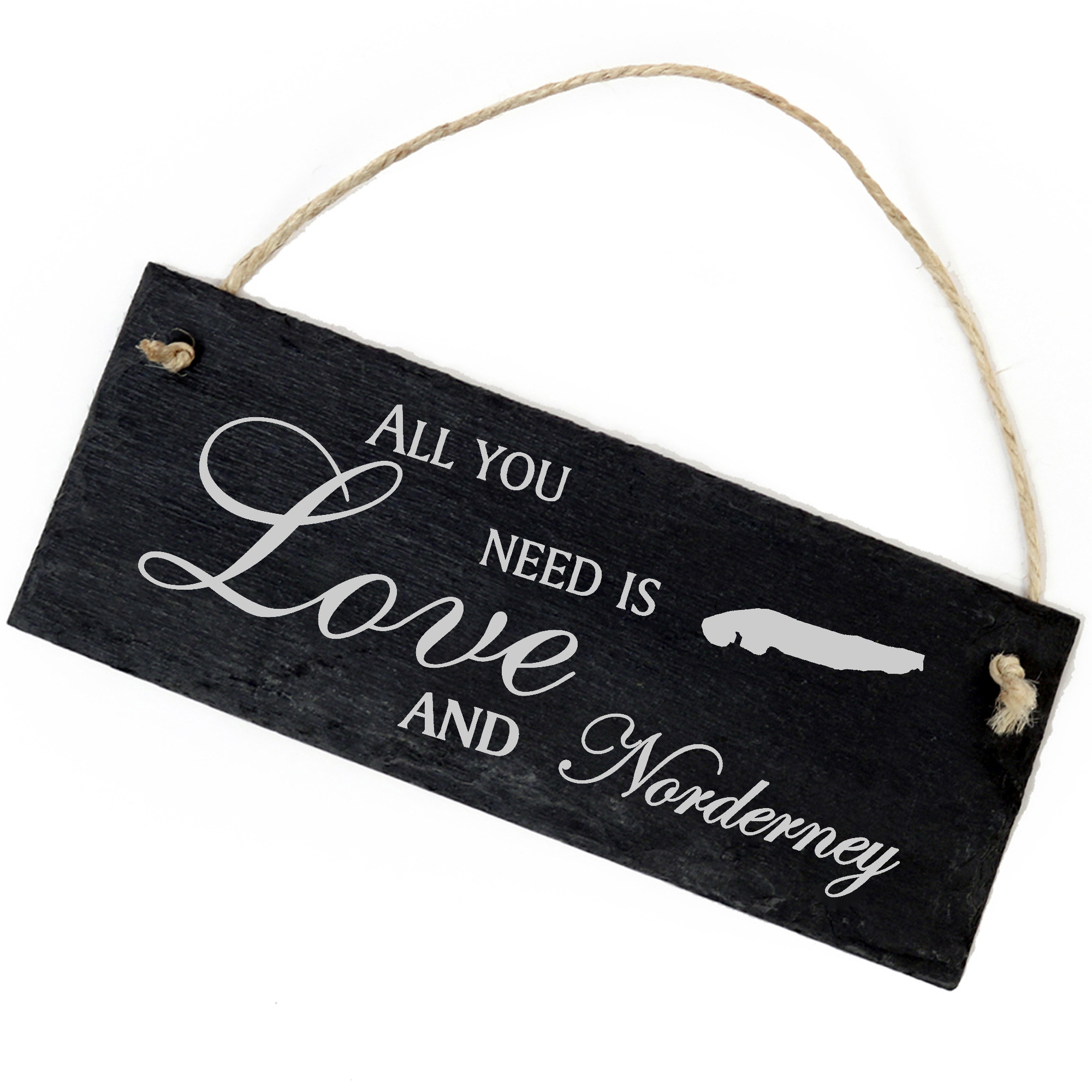 Schiefertafel Deko Insel Norderney Schild 22 x 8 cm - All you need is Love and Norderney