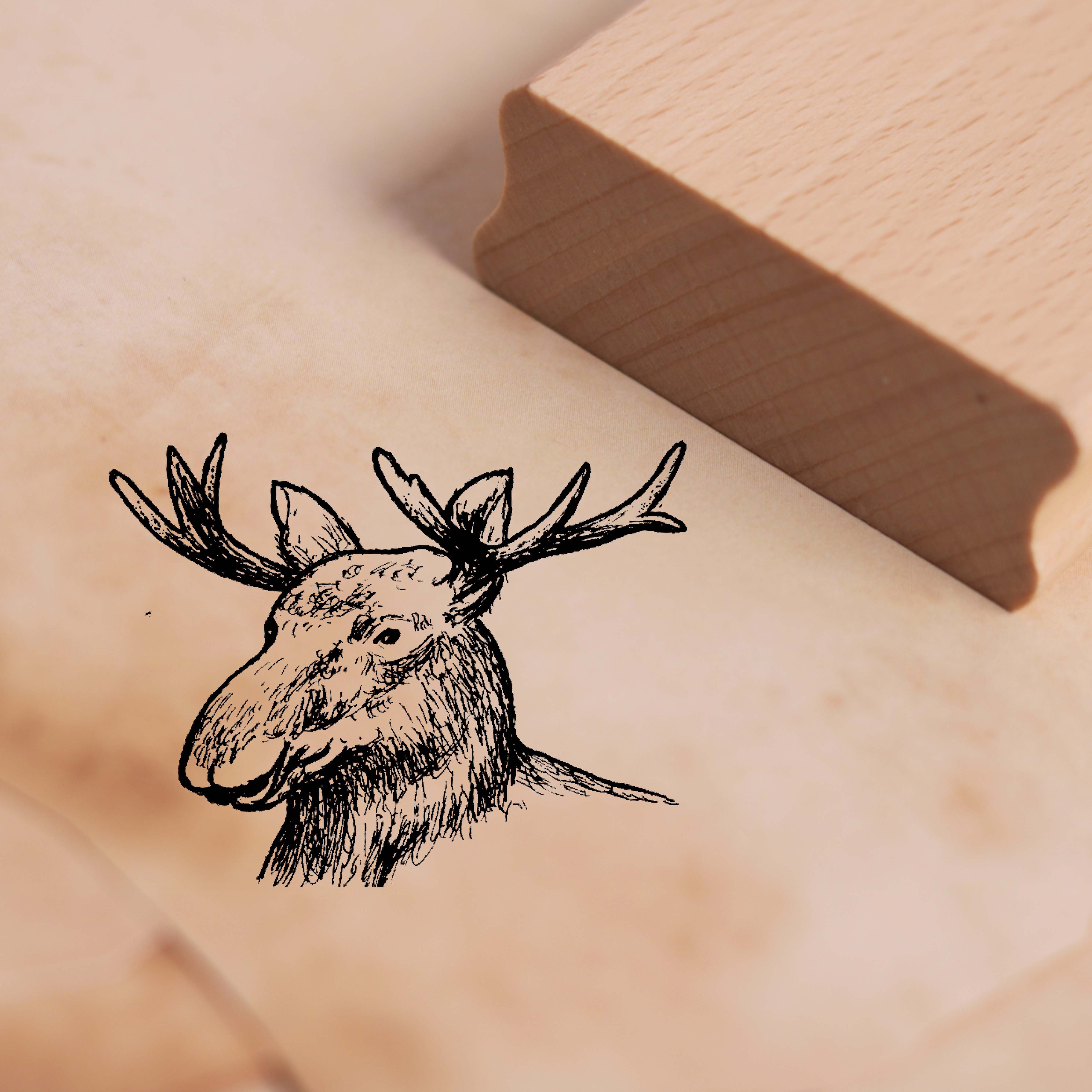 Motivstempel Elch Kopf Stempel 48 x 38 mm