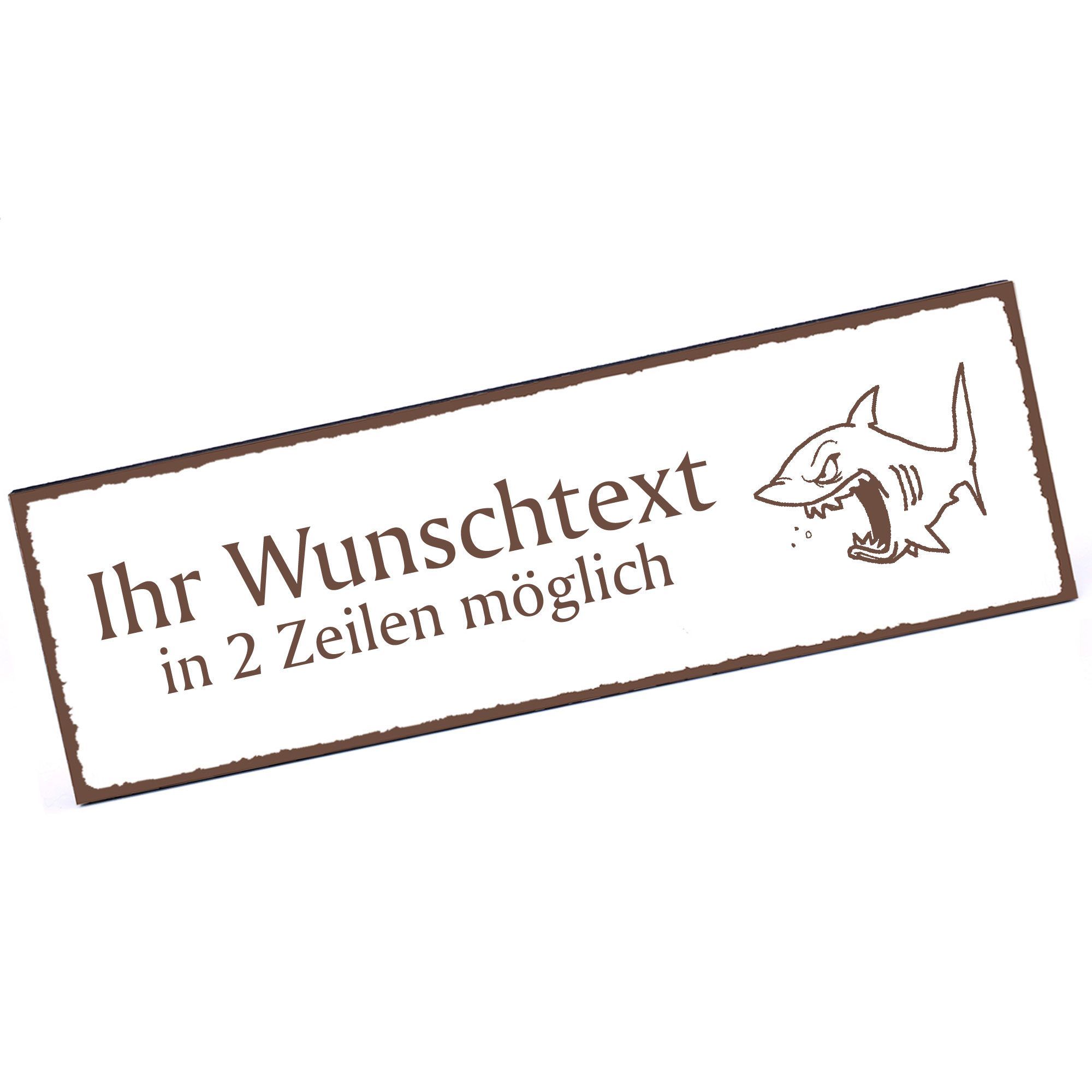 Türschild witziger Hai  Namensschild personalisiert mit Gravur - 150mm x 50mm - selbstklebend