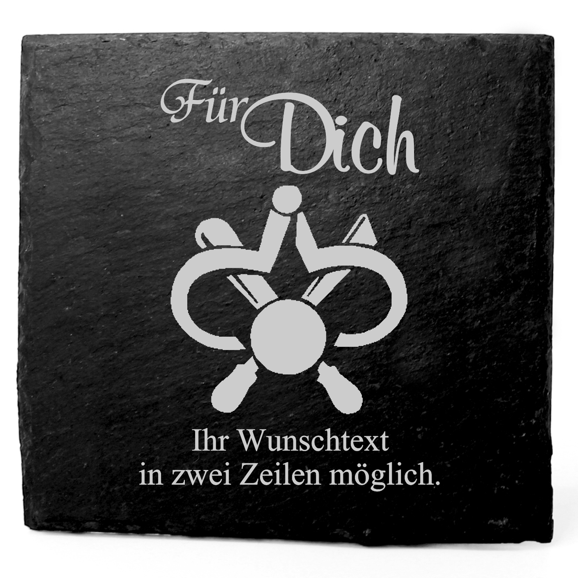Deko Schiefer Untersetzer personalisiert Drechsler - Für Dich - 11x11cm