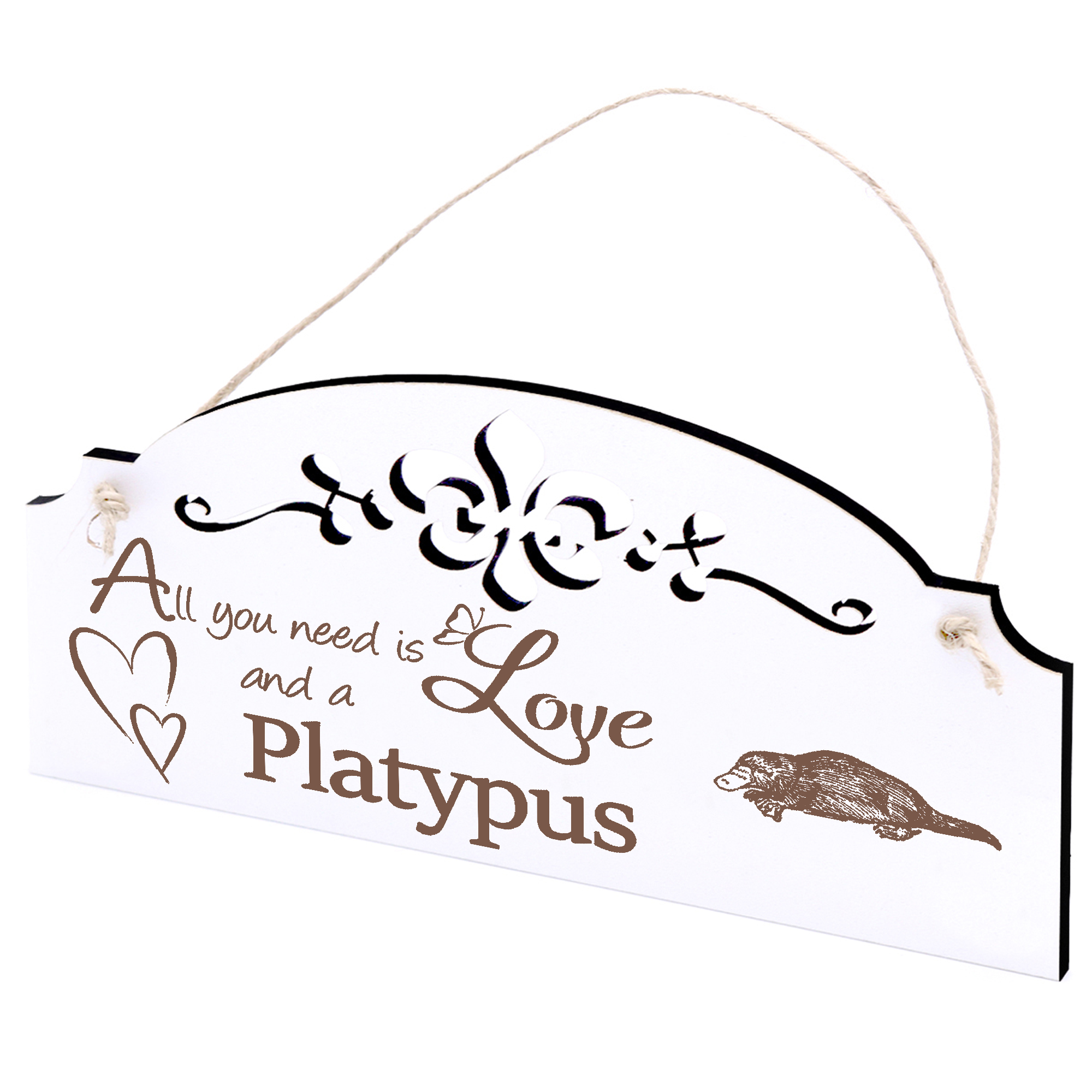 Schild Schnabeltier Deko 20x10cm - All you need is Love and a Platypus - Holz