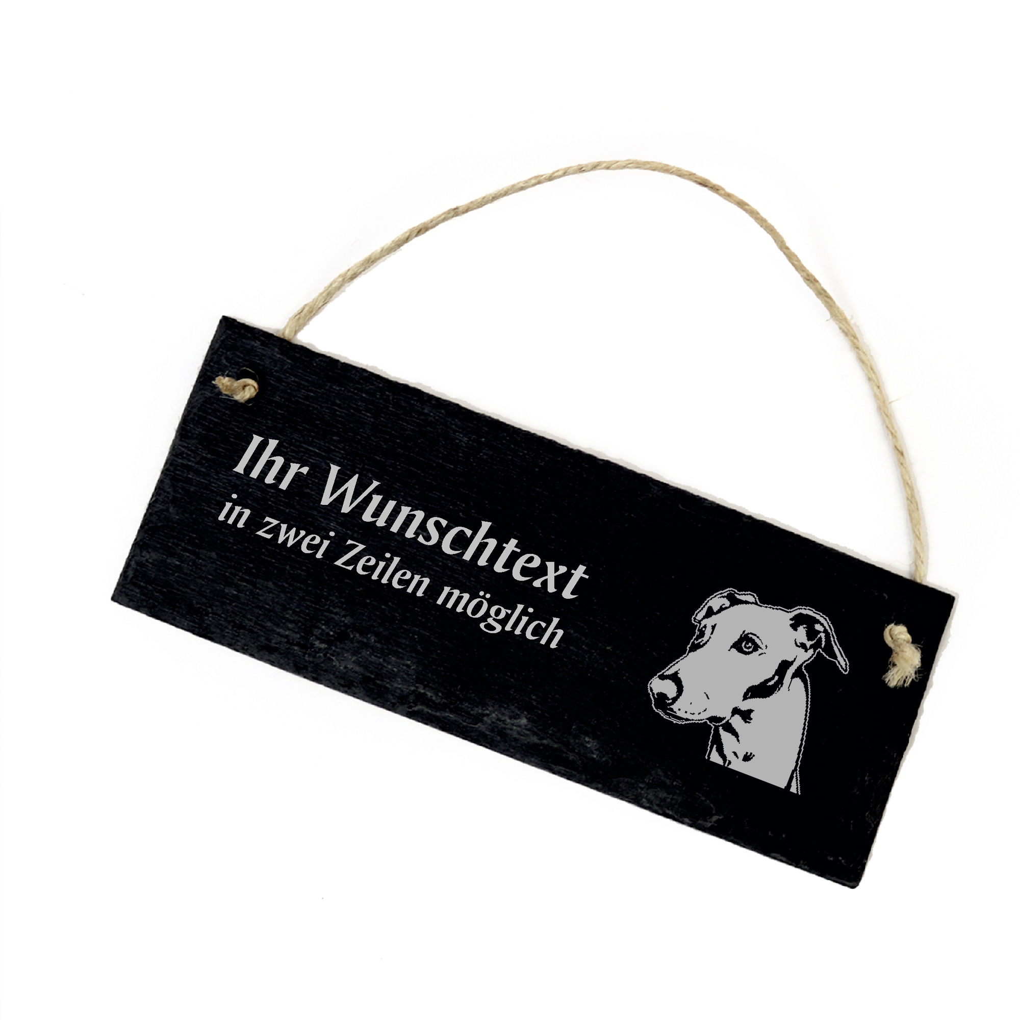 Hundeschild Greyhound Türschild  Schiefer - personalisiert - 22cm x 8cm