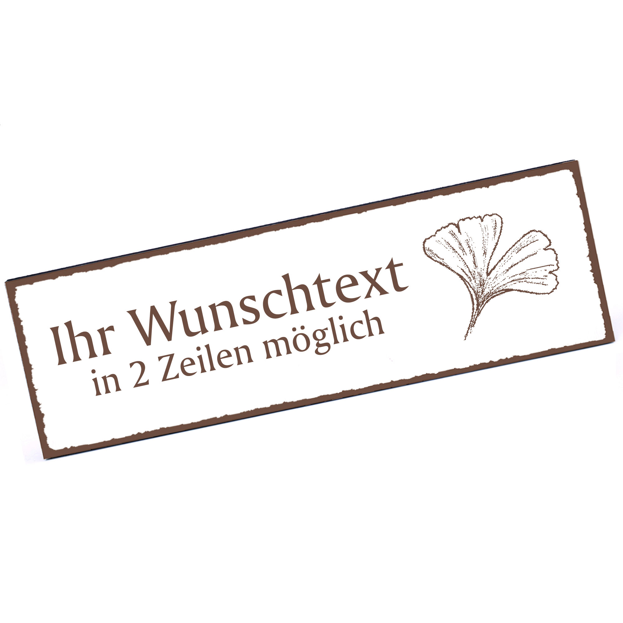 Türschild Ginkgo  Namensschild personalisiert mit Gravur - 150mm x 50mm - selbstklebend