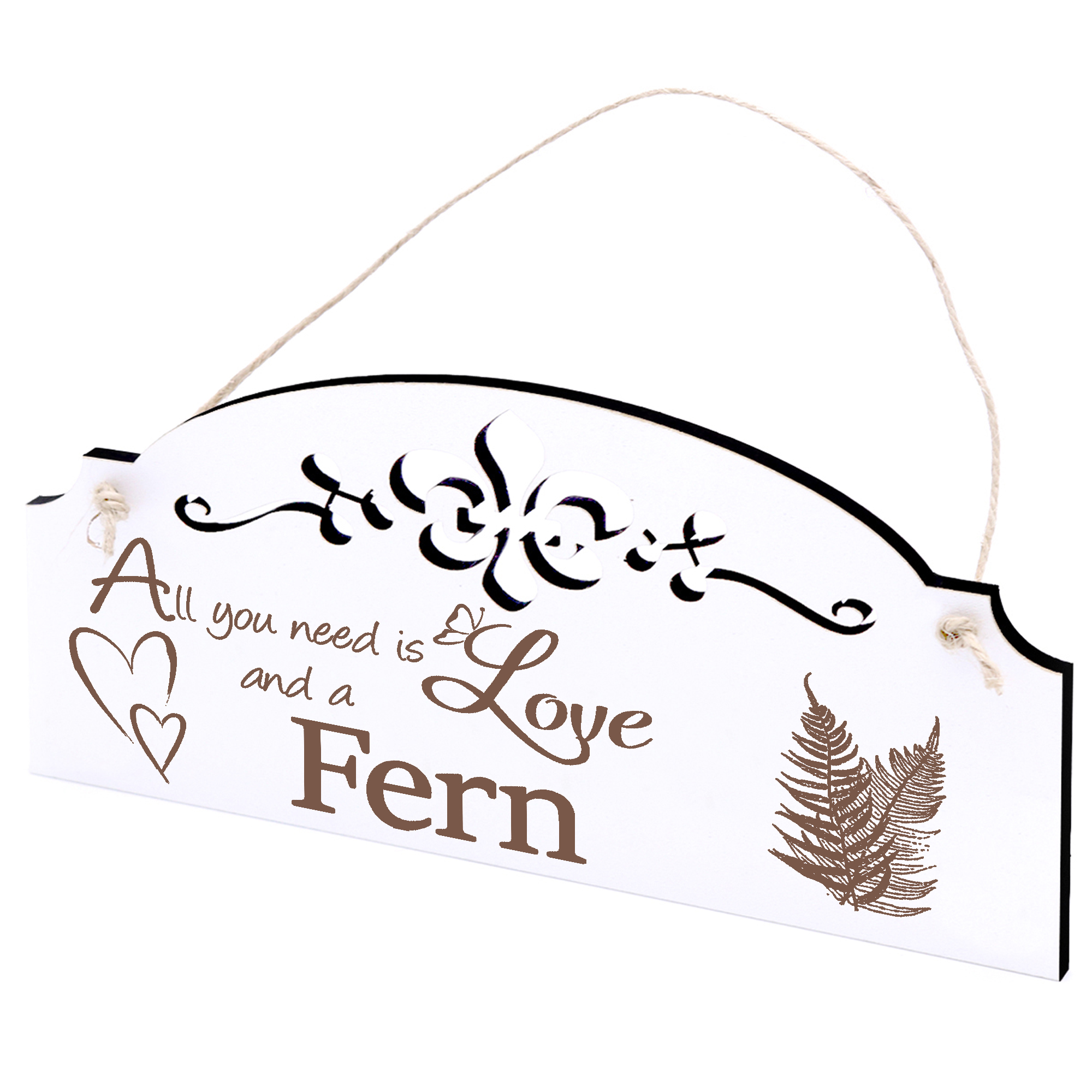 Schild Farn Deko 20x10cm - All you need is Love and a Fern - Holz