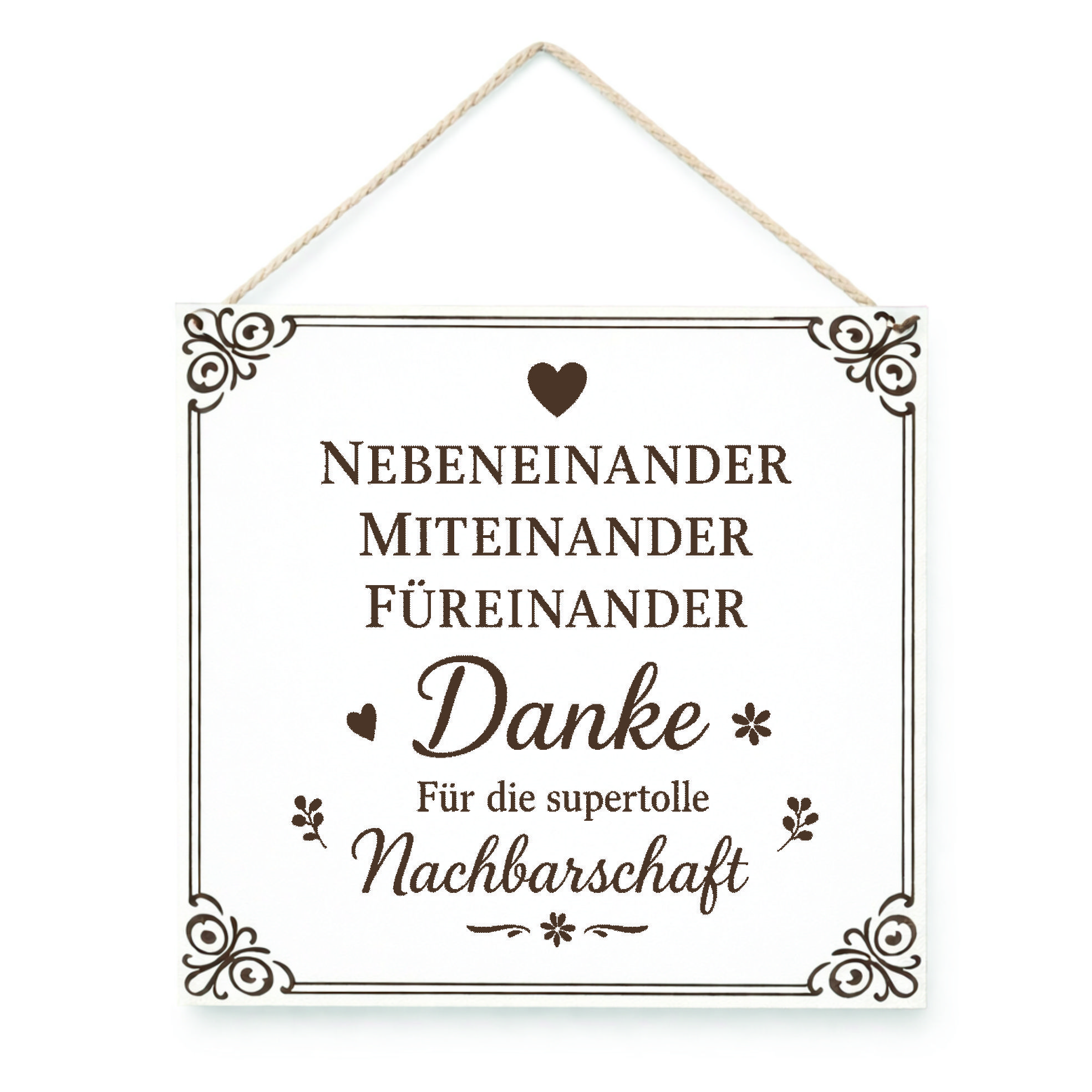 Danke Nachbarn Schild – graviertes HDF Dekoschild 15x15 cm