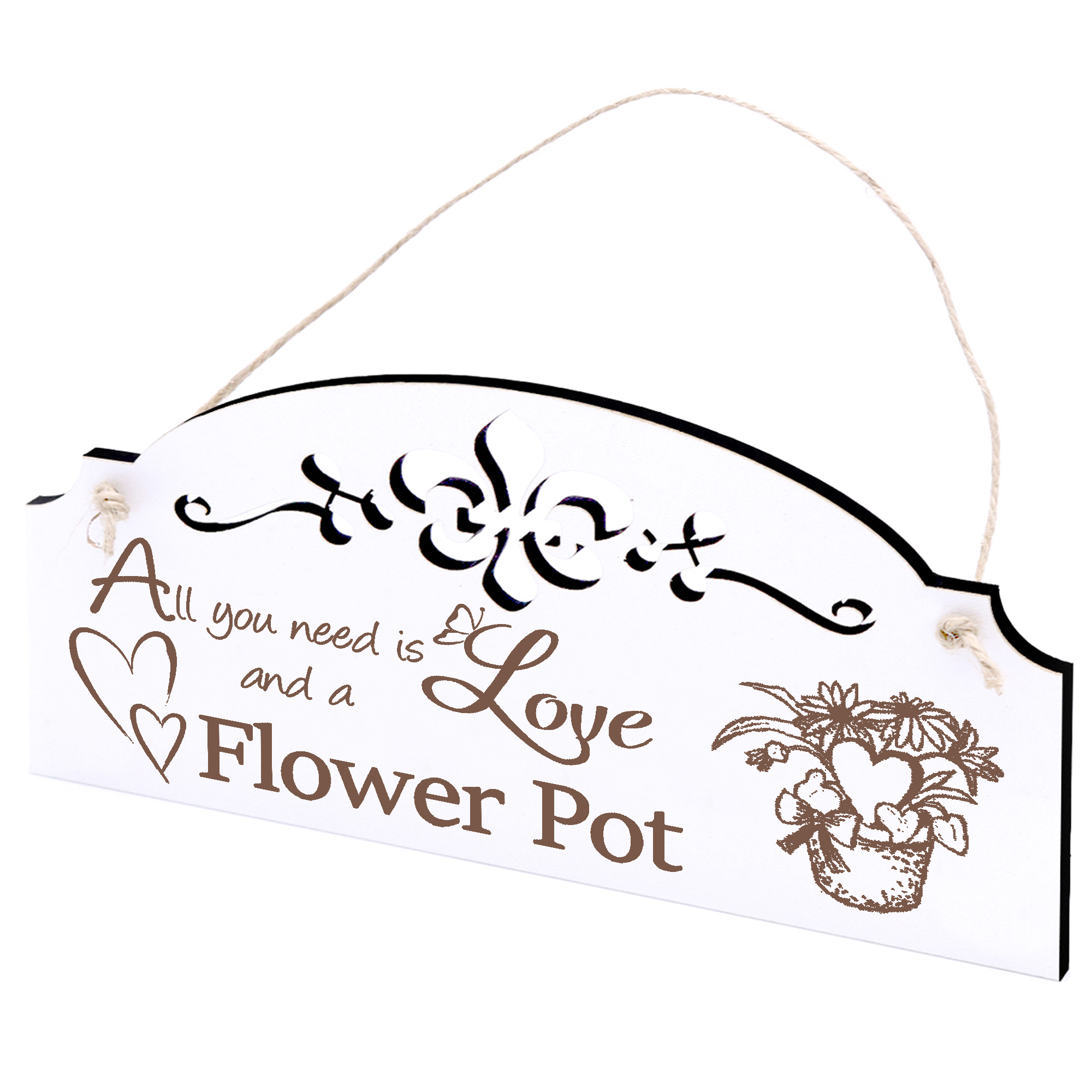 Schild Blumentopf Deko 20x10cm - All you need is Love and a Flower Pot - Holz