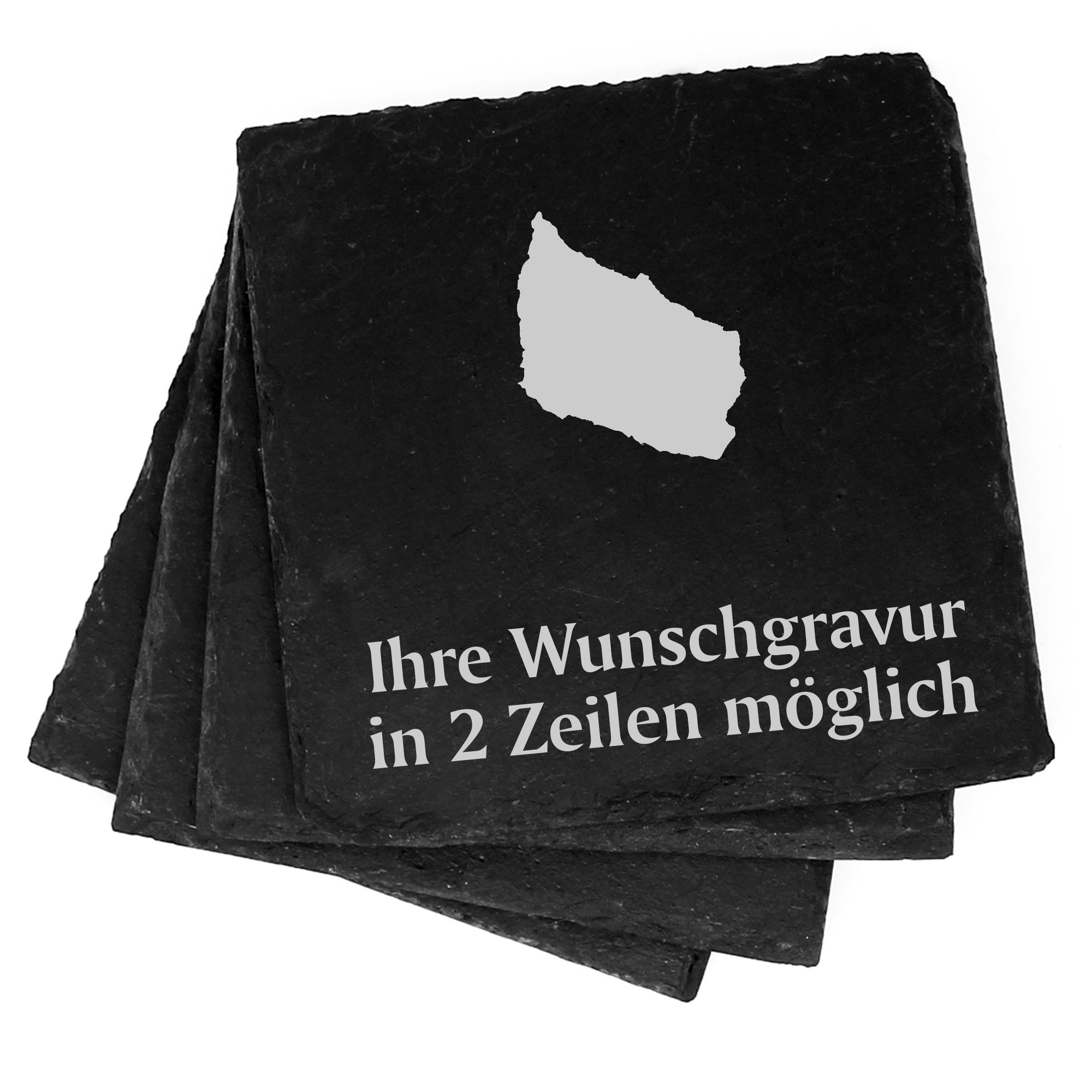4x Insel Bornholm Deko Schiefer Untersetzer Wunschgravur Set - 11 x 11 cm