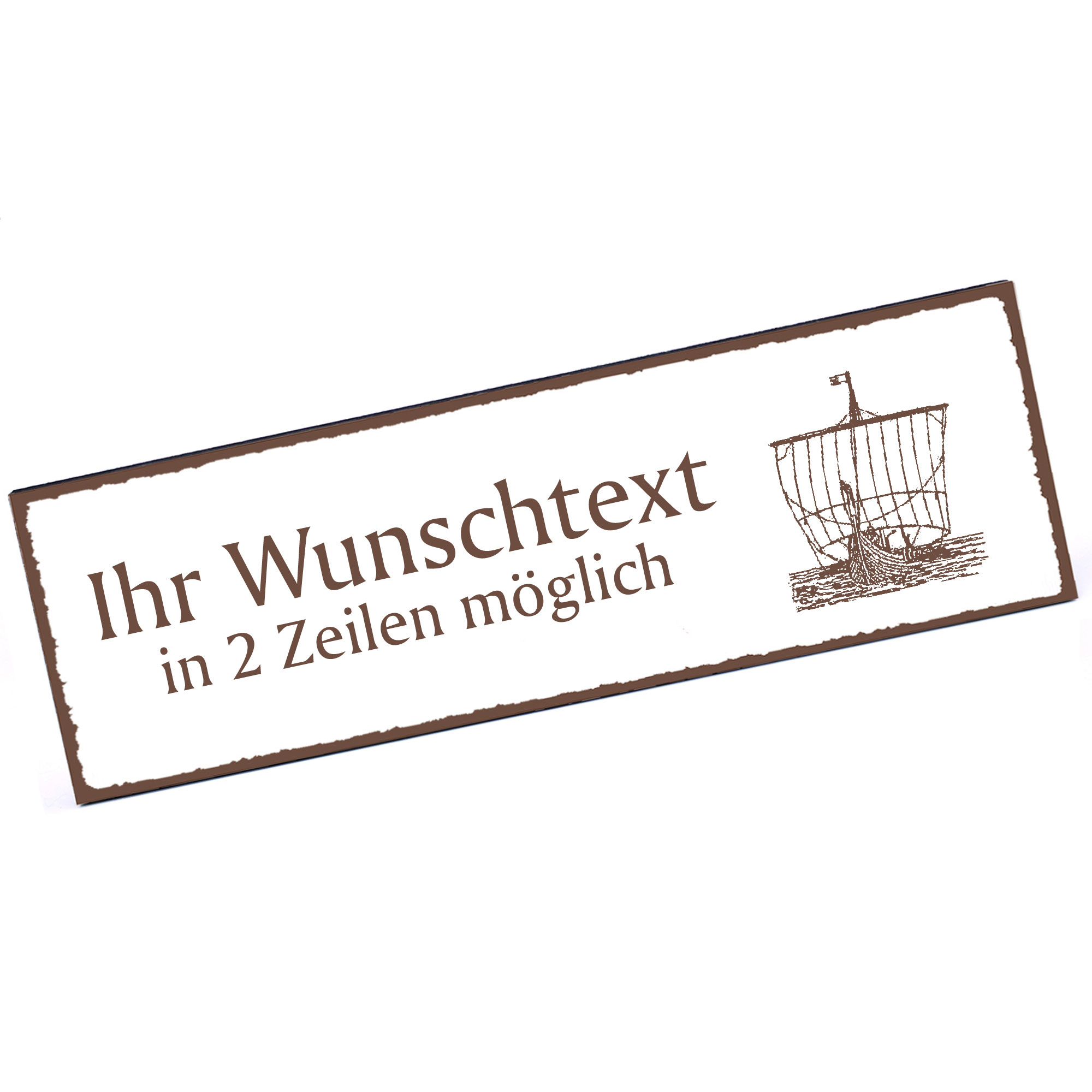 Türschild altes Segelschiff  Namensschild personalisiert mit Gravur - 150mm x 50mm - selbstklebend