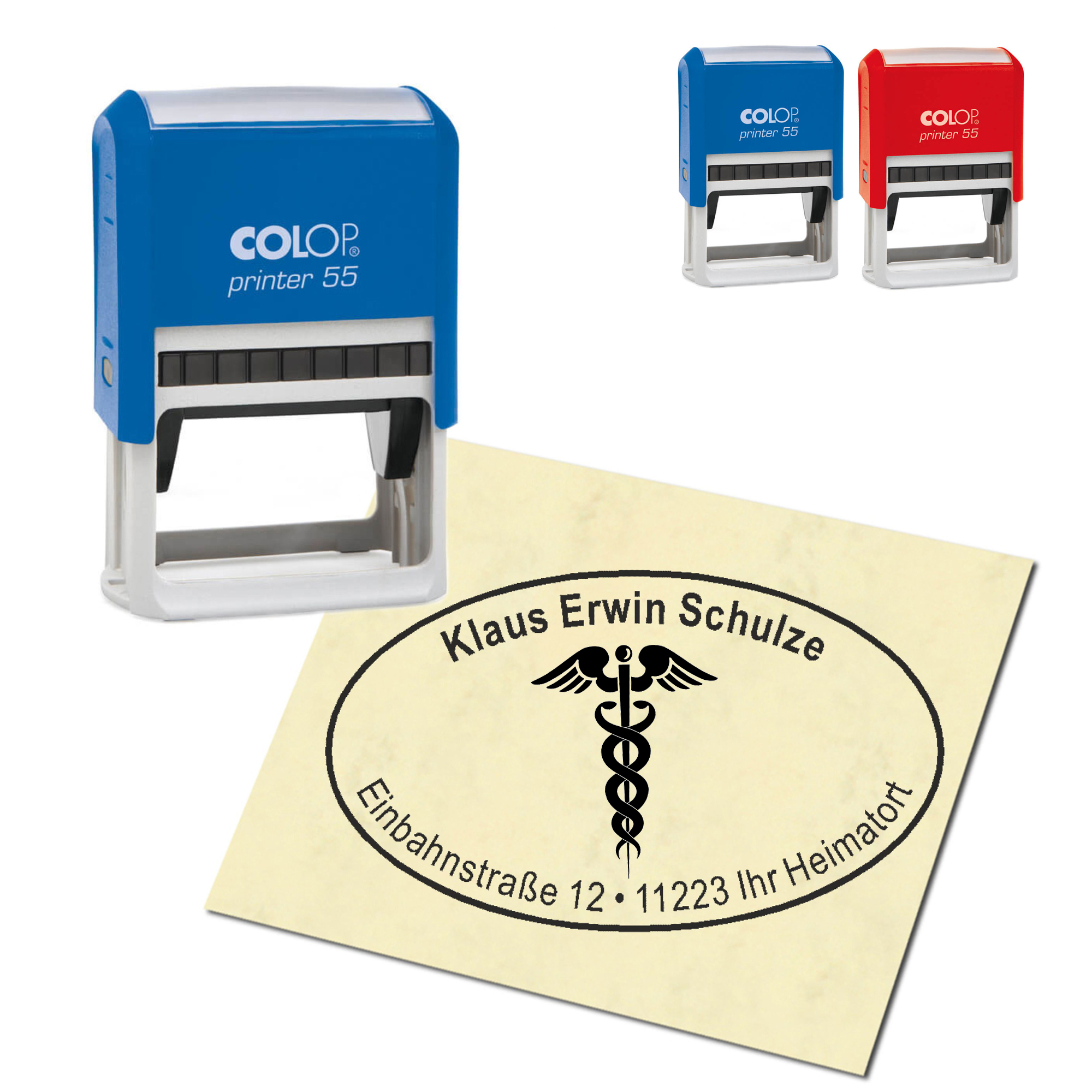 Adressstempel personalisiert Stempel - Hermesstab - oval 59 x 39 mm