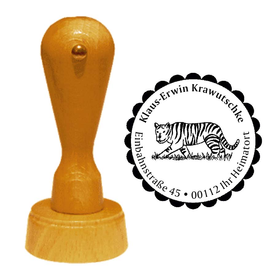 Adressenstempel « TIGER » mit persönlichem Wunschtext