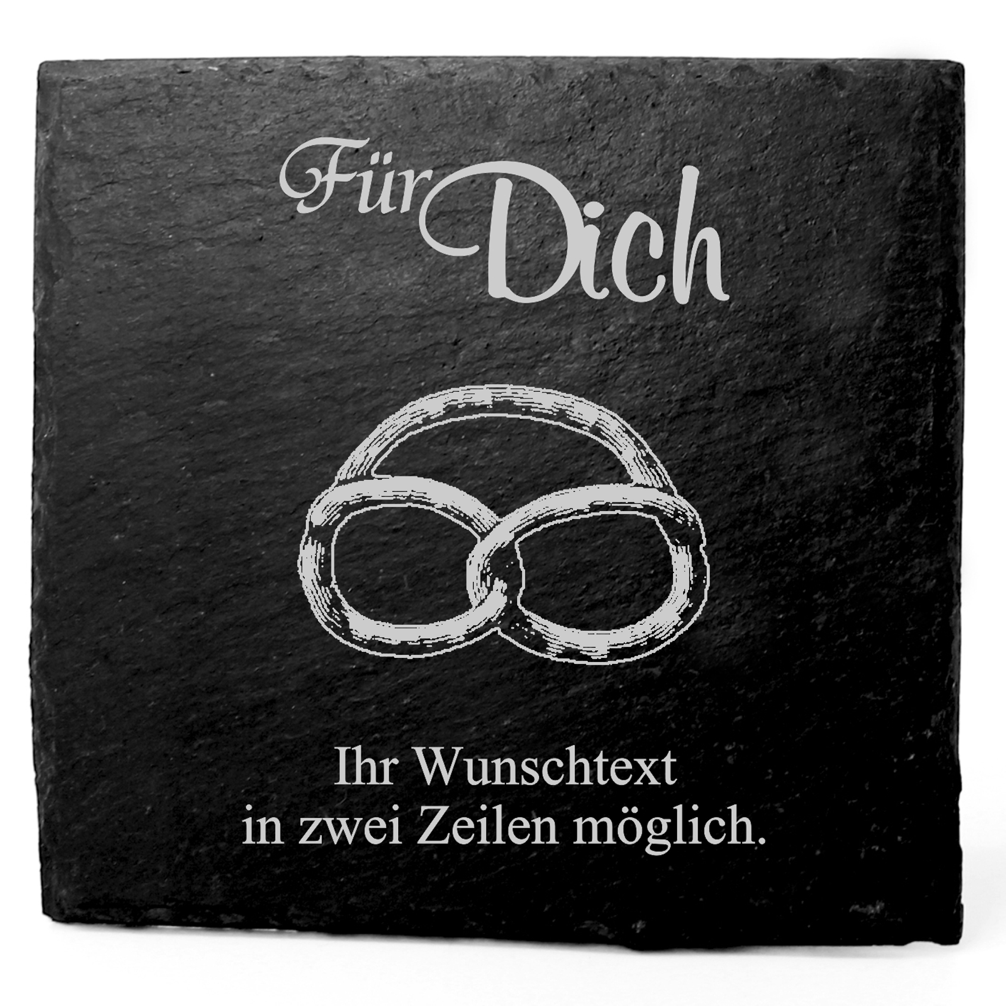 Deko Schiefer Untersetzer personalisiert Brezel - Für Dich - 11x11cm
