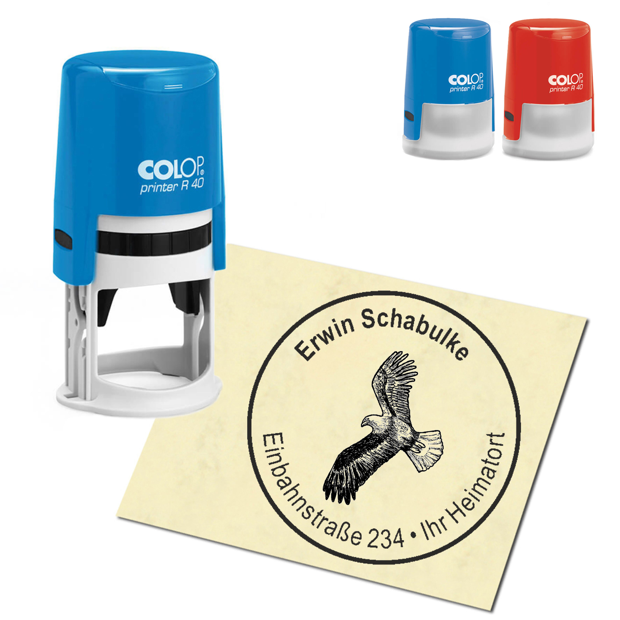 Stempel Adressstempel personalisiert - Weisskopfseeadler - rund &empty; 40mm