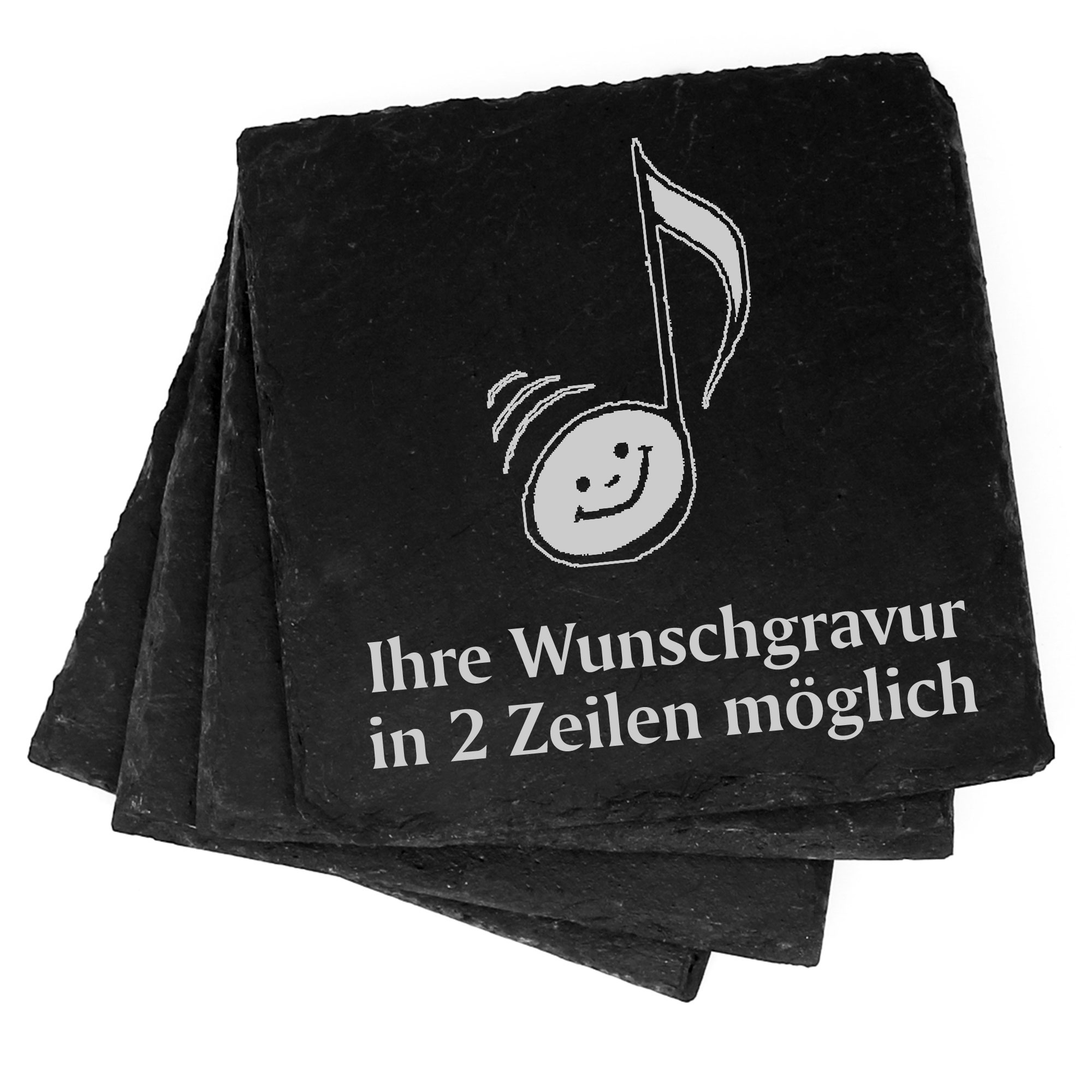 4x Note Deko Schiefer Untersetzer Wunschgravur Set - 11 x 11 cm