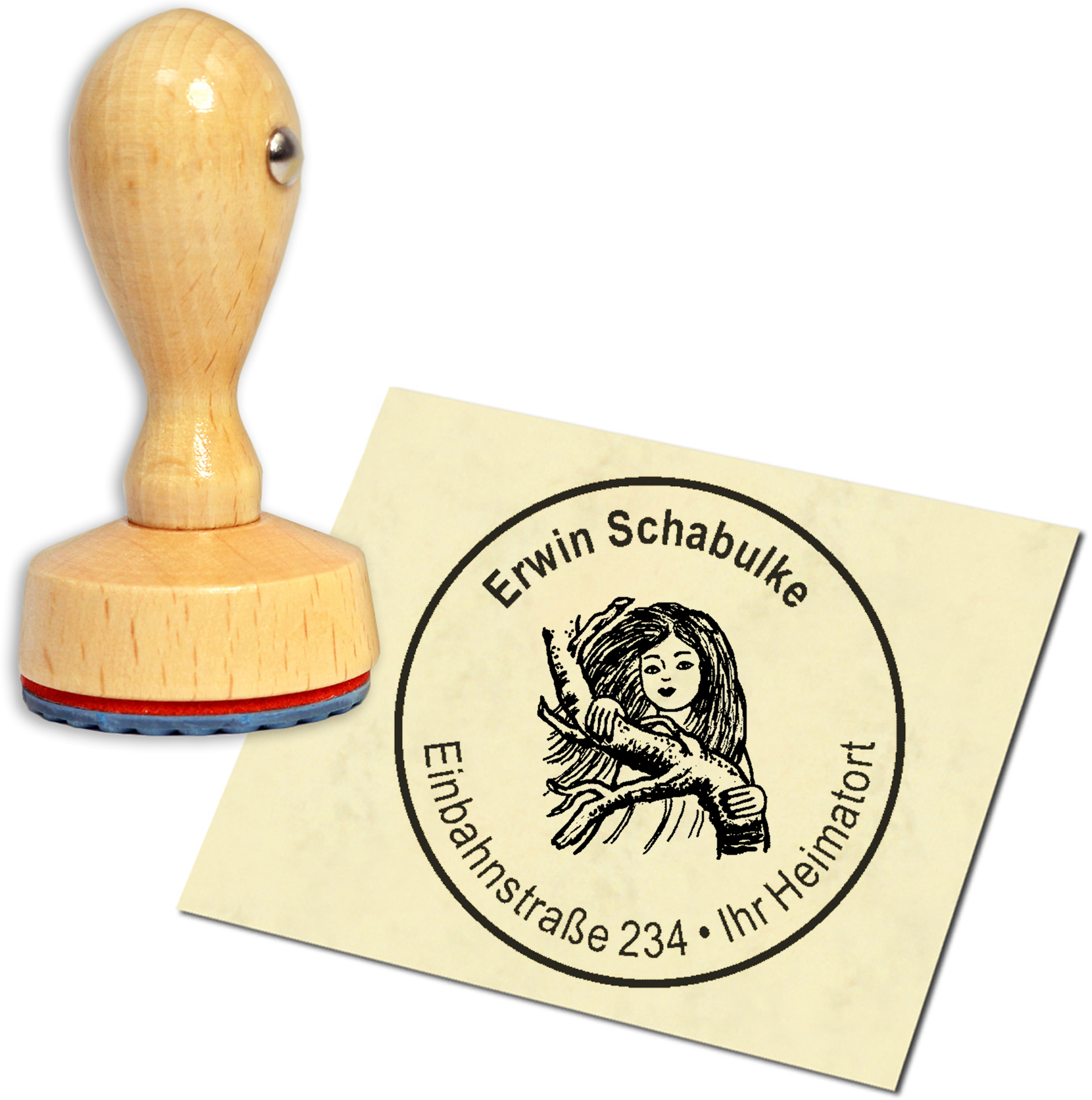 Stempel Adressstempel Holzstempel - Waldelfe - rund 40mm