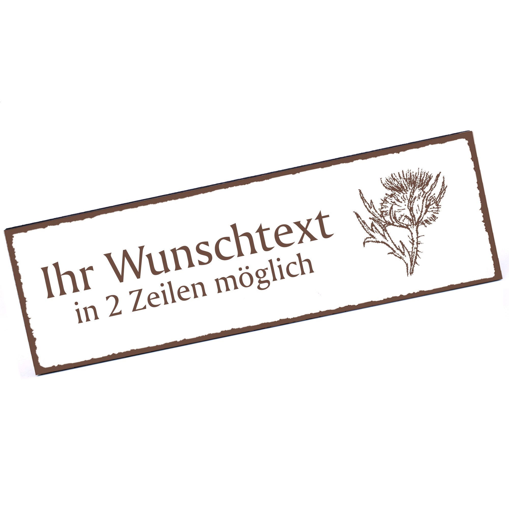 Türschild Kratzdiestel  Namensschild personalisiert mit Gravur - 150mm x 50mm - selbstklebend