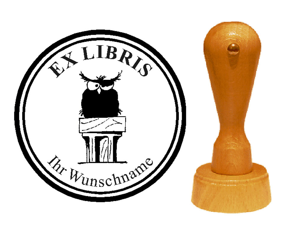 Ex Libris « Eule 12 » mit persönlichem Namen
