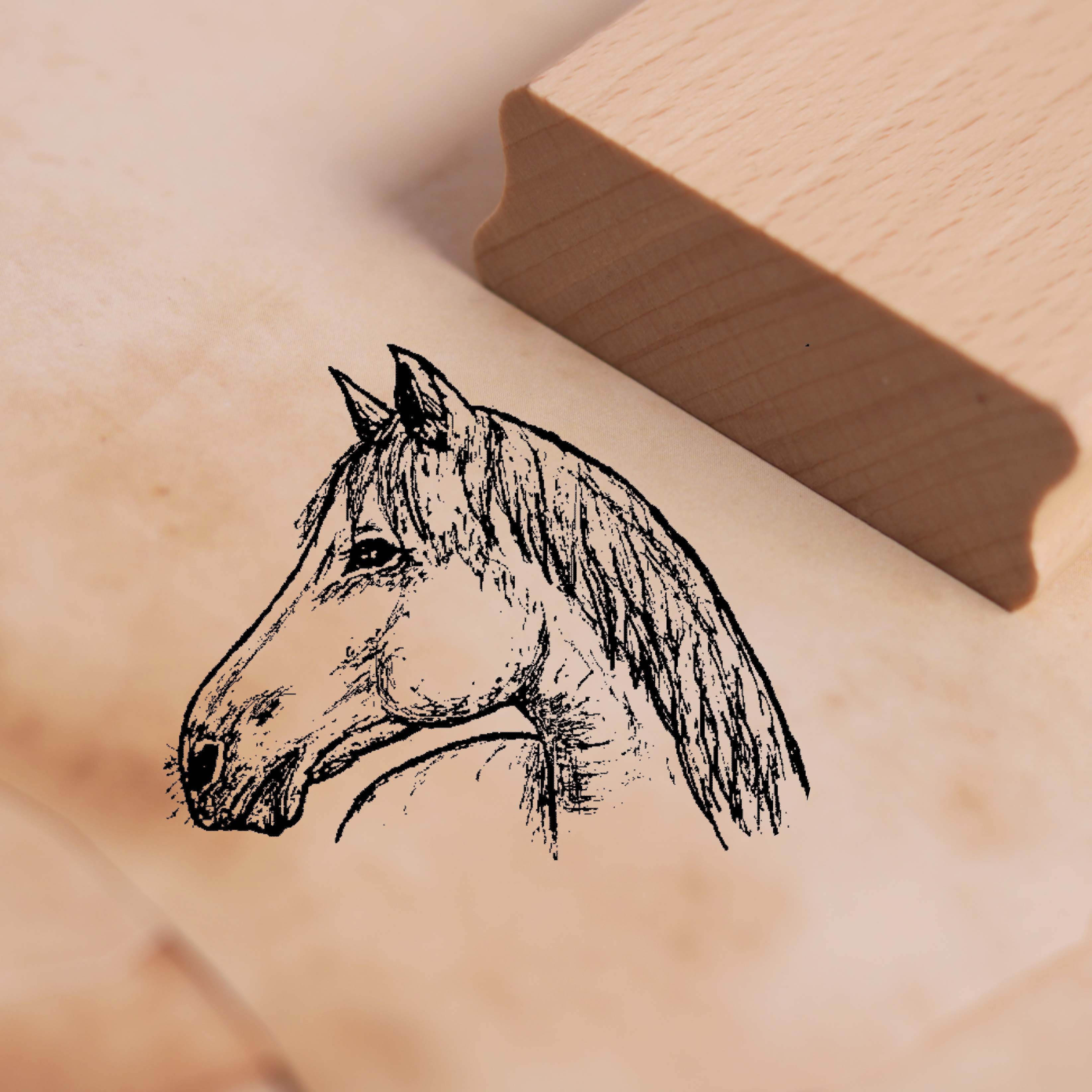 Motivstempel Pferd Kopf  - Stempel Holzstempel 48 x 38 mm