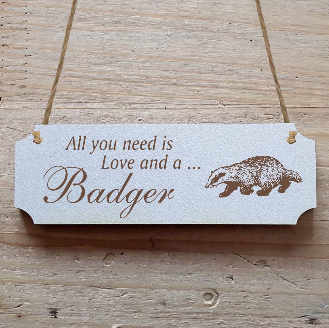 Dekoschild « All you need is Love and a Badger » Dachs