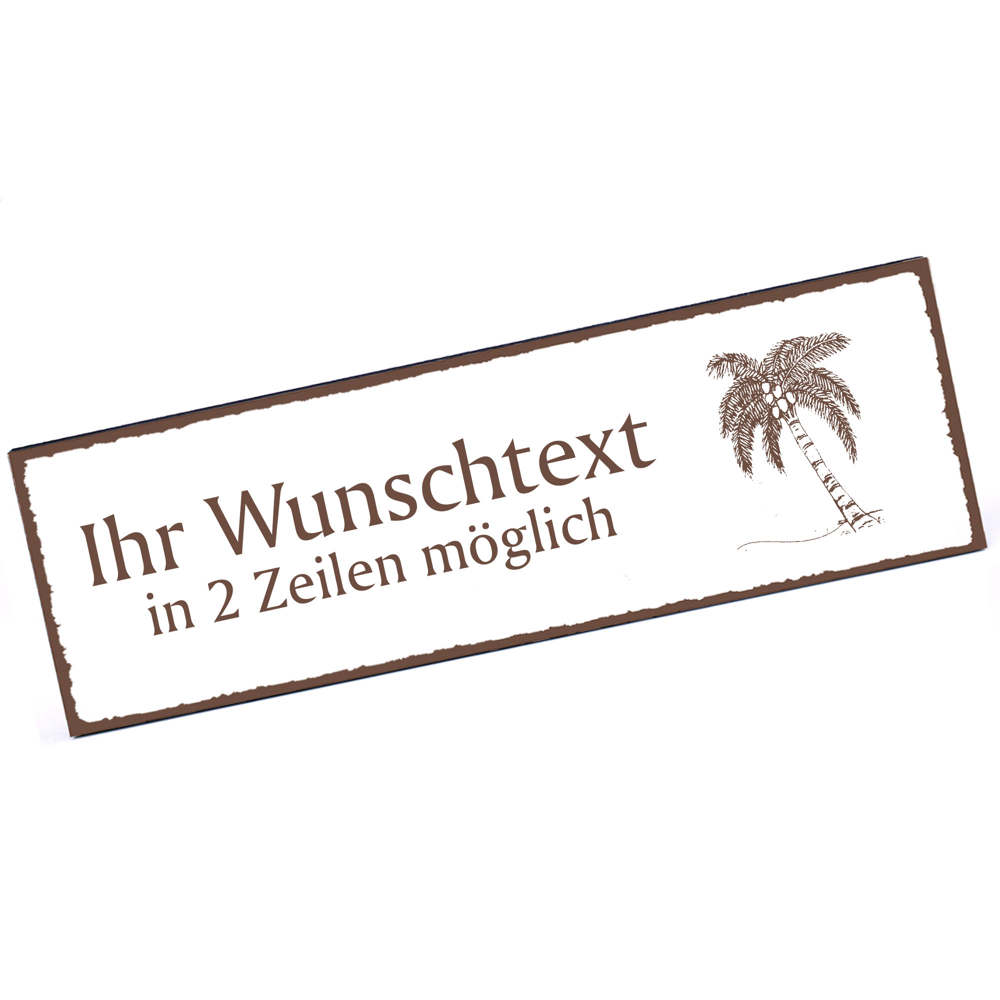 Türschild Palme  Namensschild personalisiert mit Gravur - 150mm x 50mm - selbstklebend