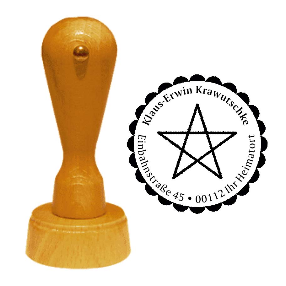 Adressenstempel « PENTAGRAMM » mit persönlichem Wunschtext