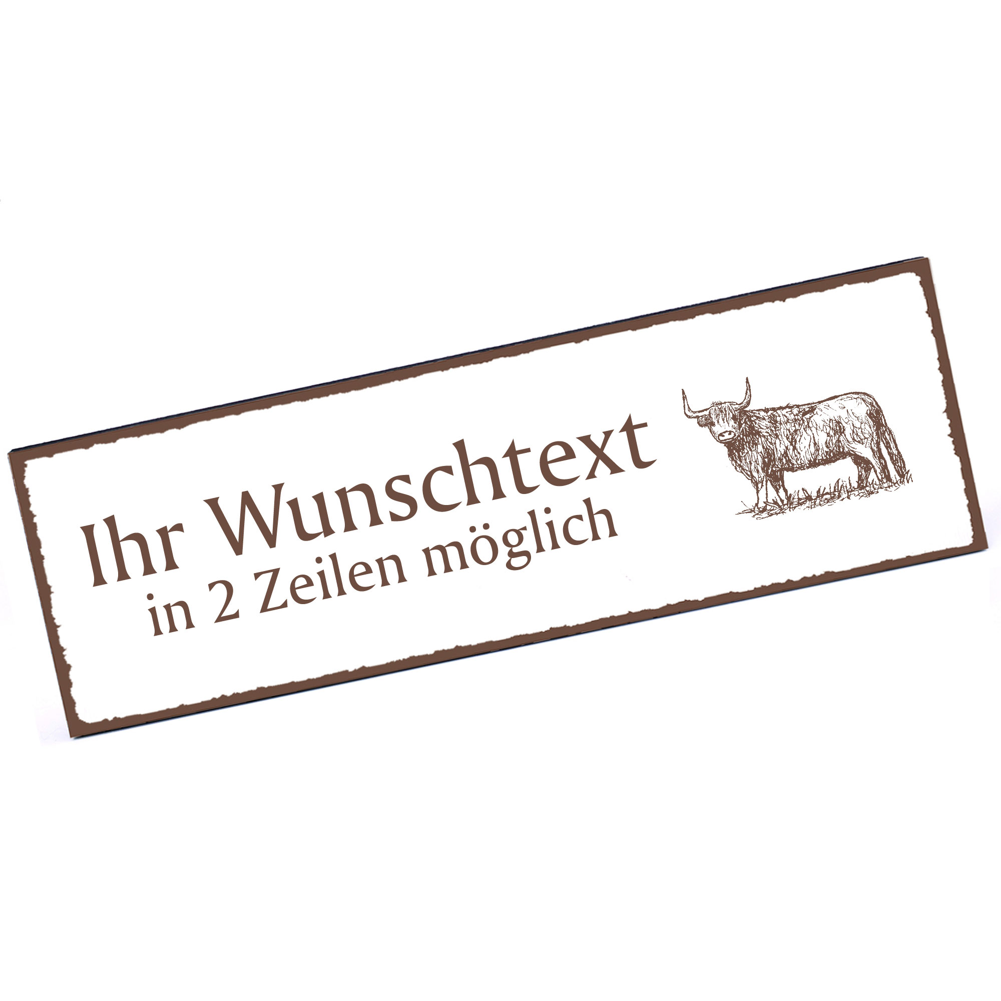 Türschild Schottisches Hochlandrind  Namensschild personalisiert mit Gravur - 150mm x 50mm - selbstk