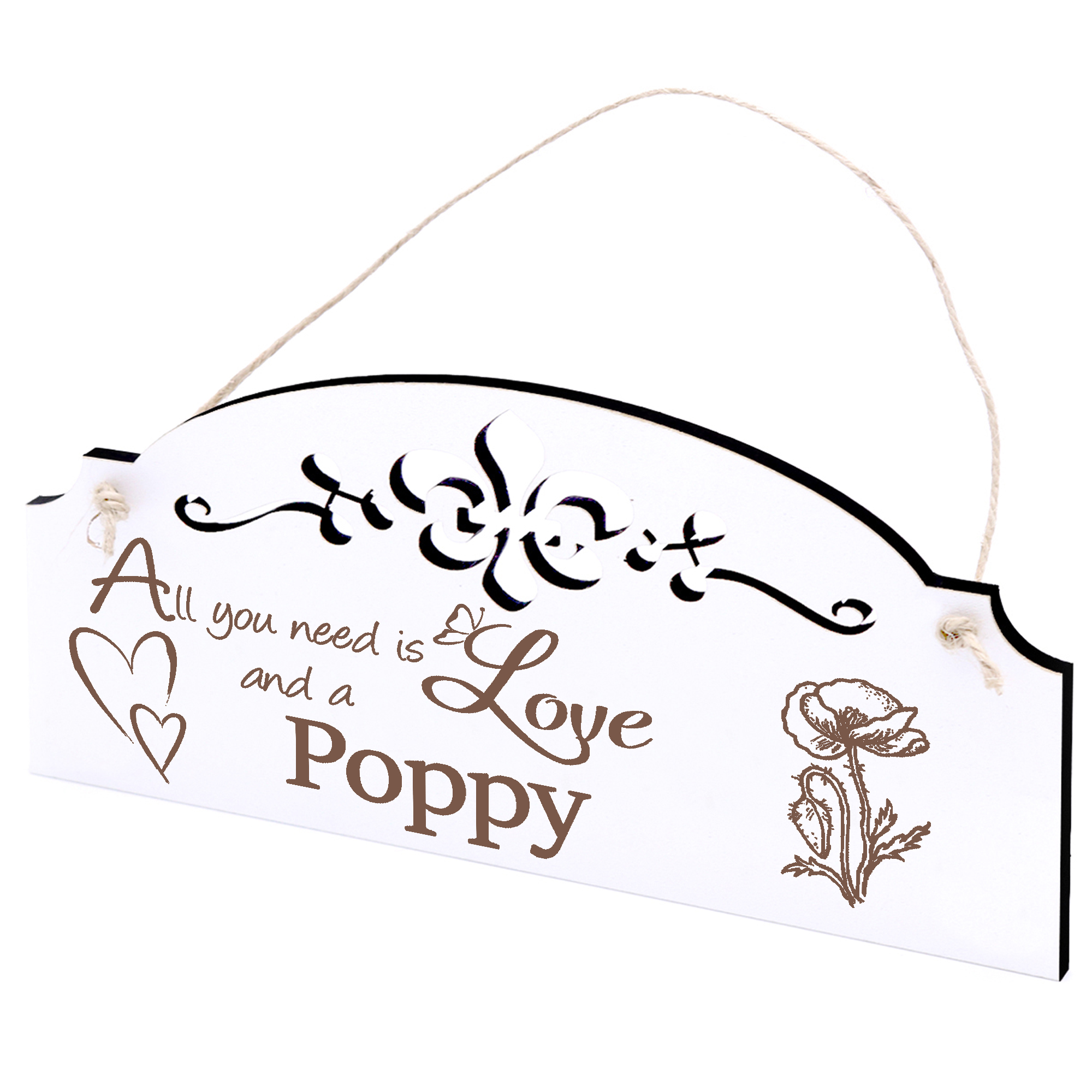 Schild Mohn Deko 20x10cm - All you need is Love and a Poppy - Holz