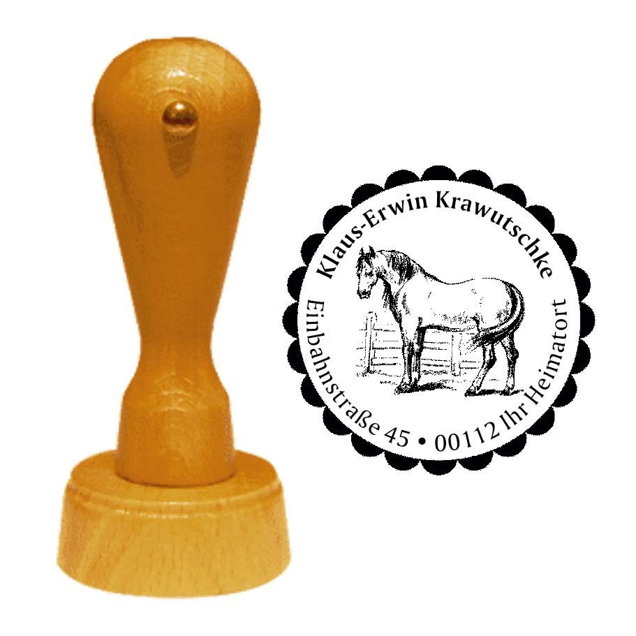 Adressenstempel « PFERD 01 » mit persönlichem Wunschtext