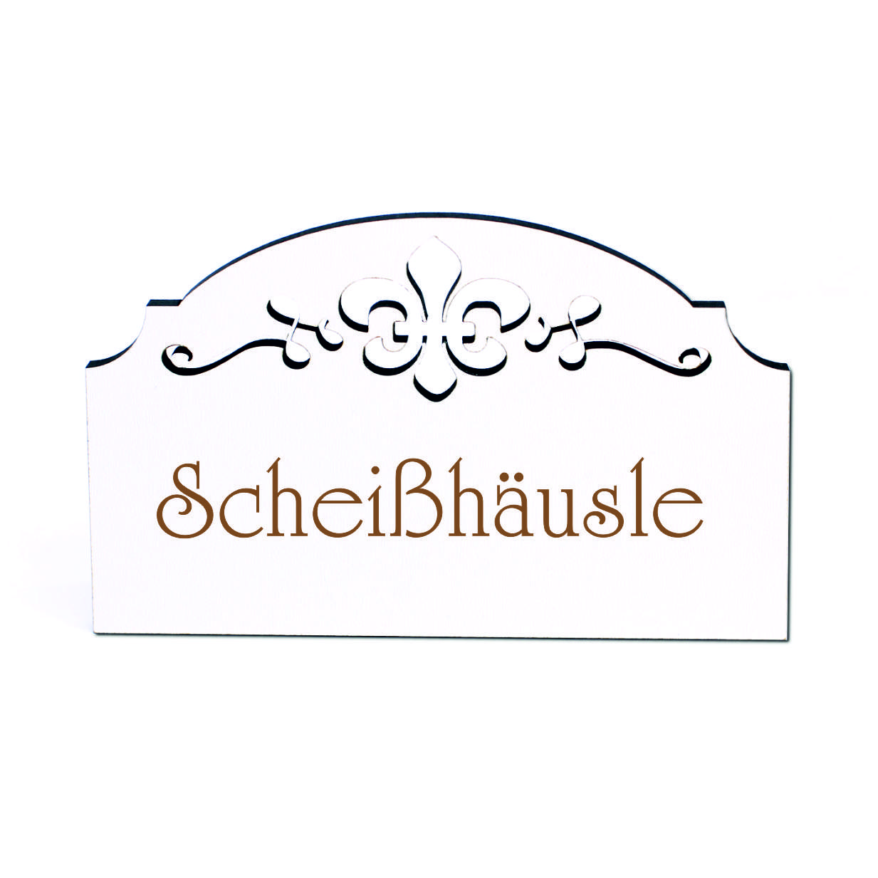 Scheißhäusle Türschild Schild Holz selbstklebend Ornamente Toilettentür WC Deko 15,5 x 9,5 cm