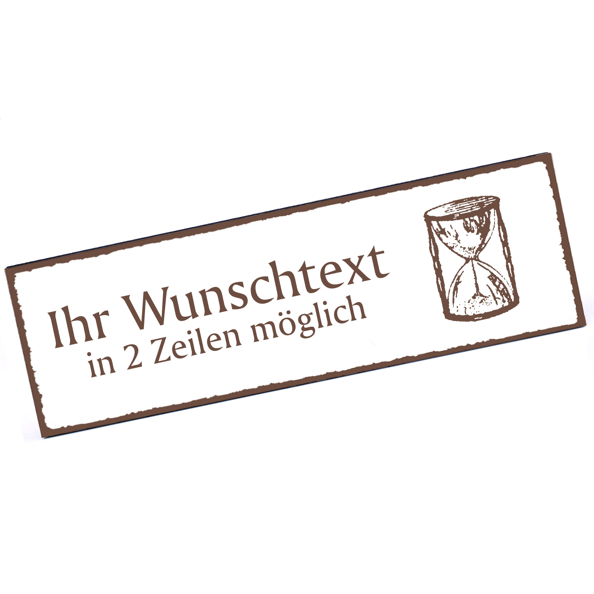 Türschild Sanduhr  Namensschild personalisiert mit Gravur - 150mm x 50mm - selbstklebend