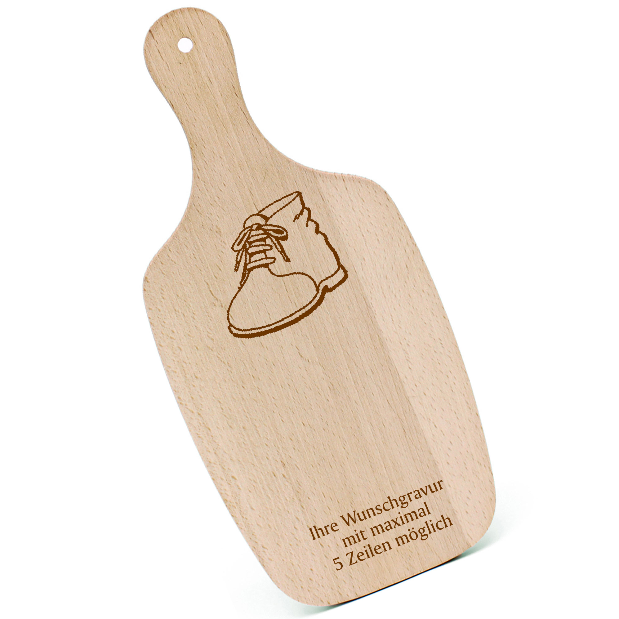 Schneidebrett Frühstücksbrettchen - Schuh - mit Griff 330x150mm