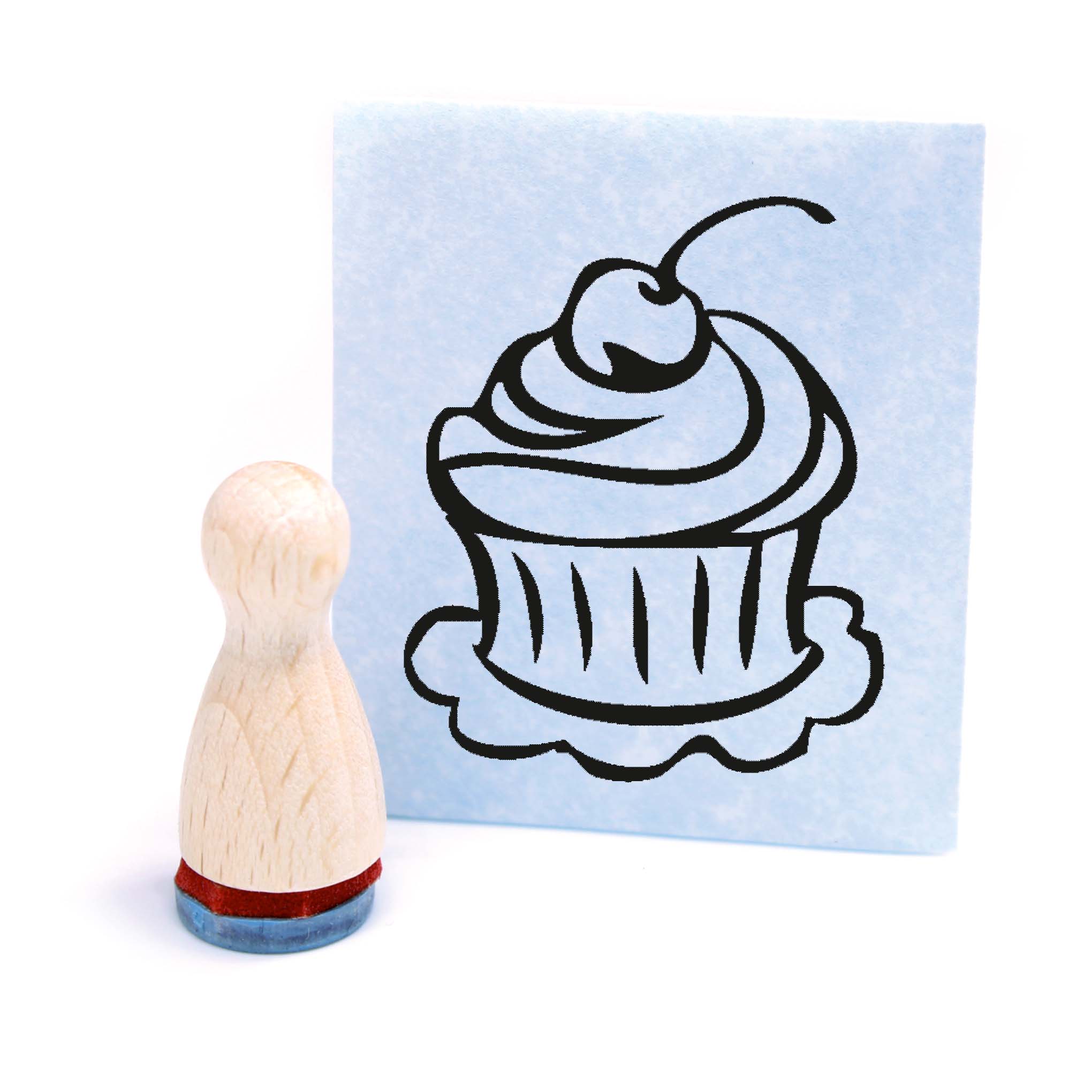 Ministempel Muffin Cupcake - Holzstempel mini Motivstempel Ø12 mm