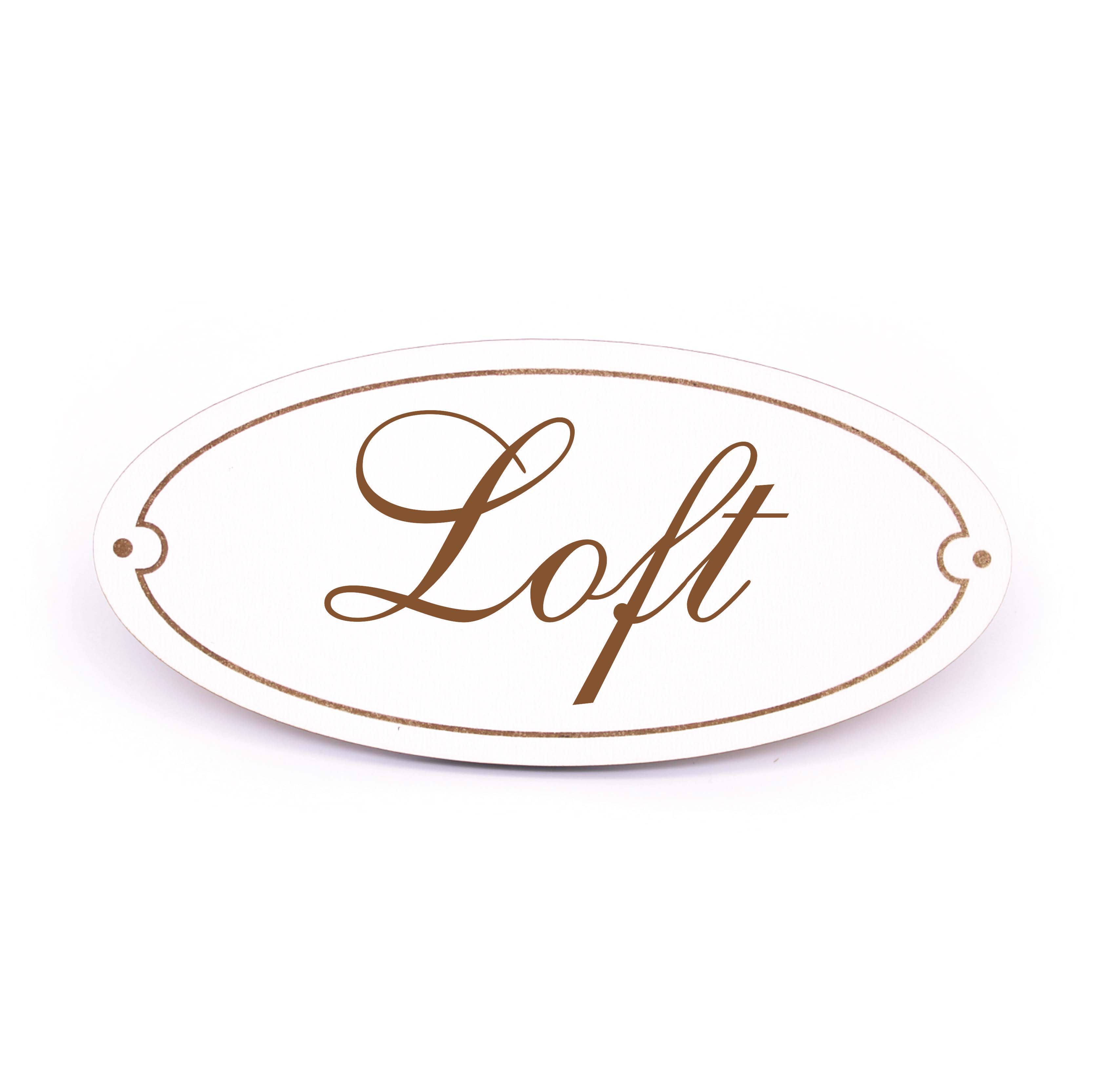 Ovales Türschild Loft - selbstklebend - 15 x 7 cm