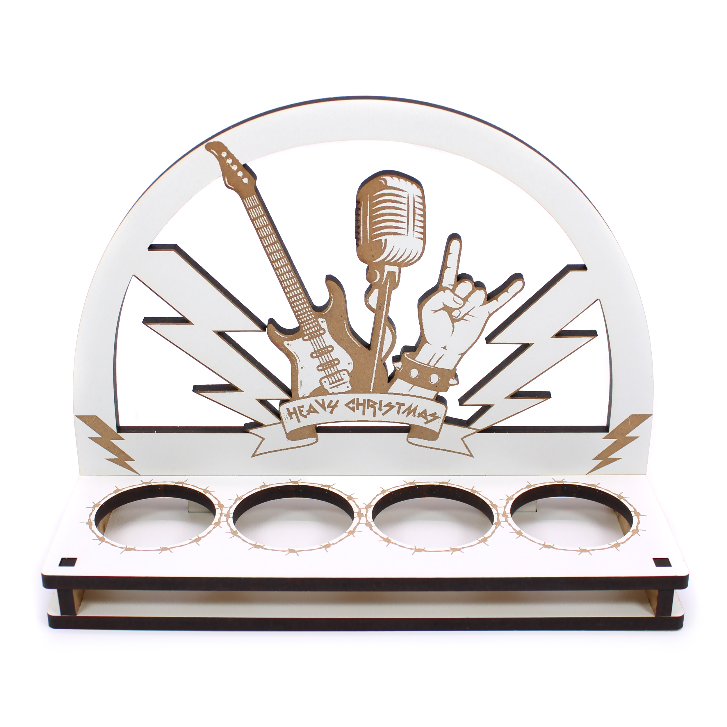 Teelichthalter „Heavy Christmas“ – Adventskranz im Schwibbogen-Design für 4 Teelichter
