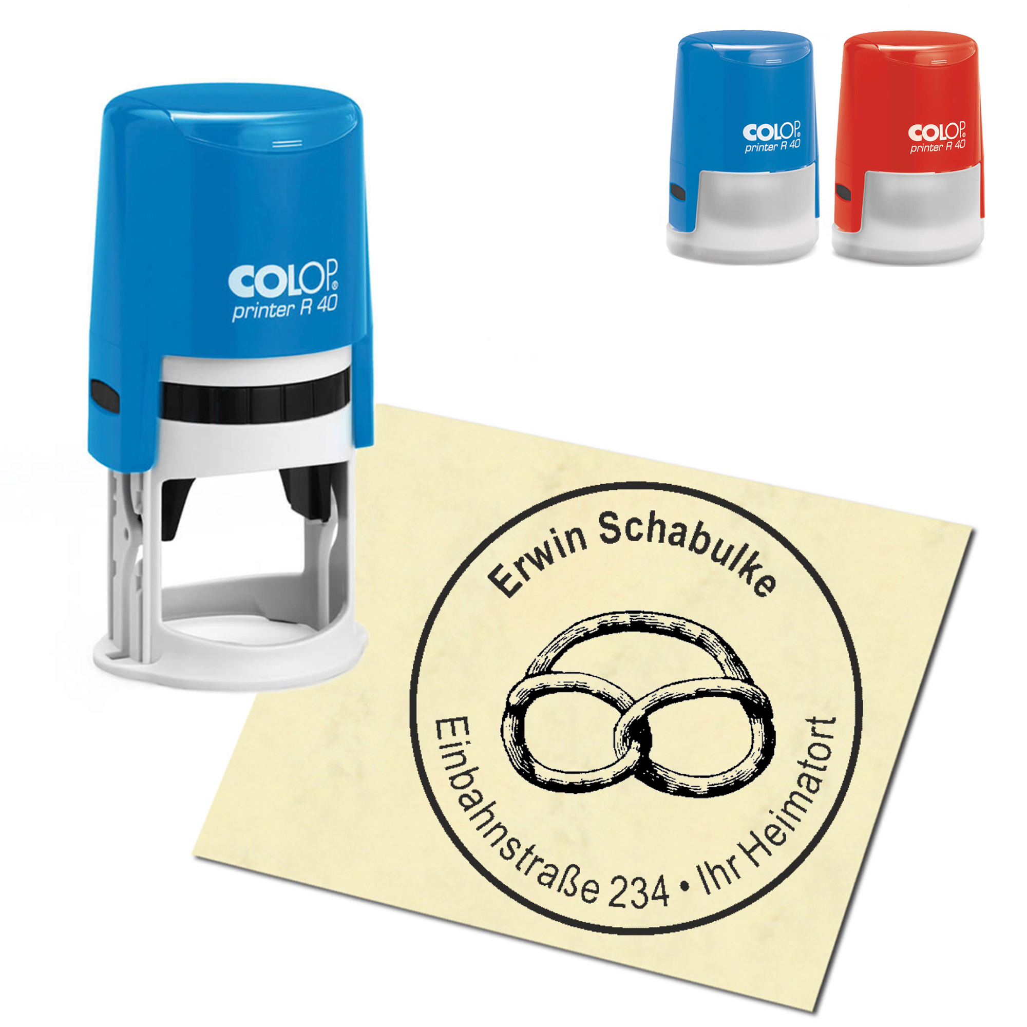 Stempel Adressstempel personalisiert - Brezel - rund &empty; 40mm