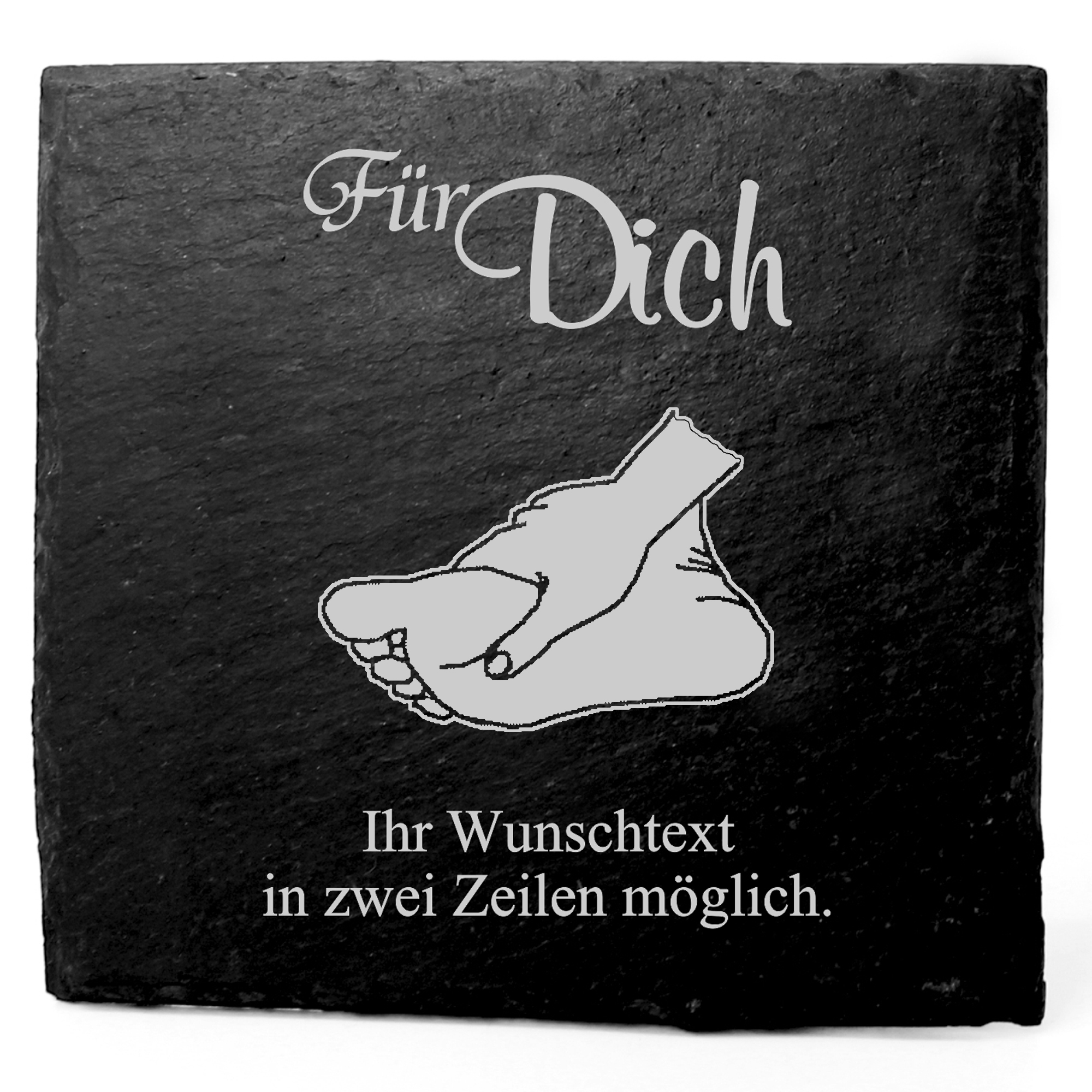 Deko Schiefer Untersetzer personalisiert Fuß und Hand - Für Dich - 11x11cm