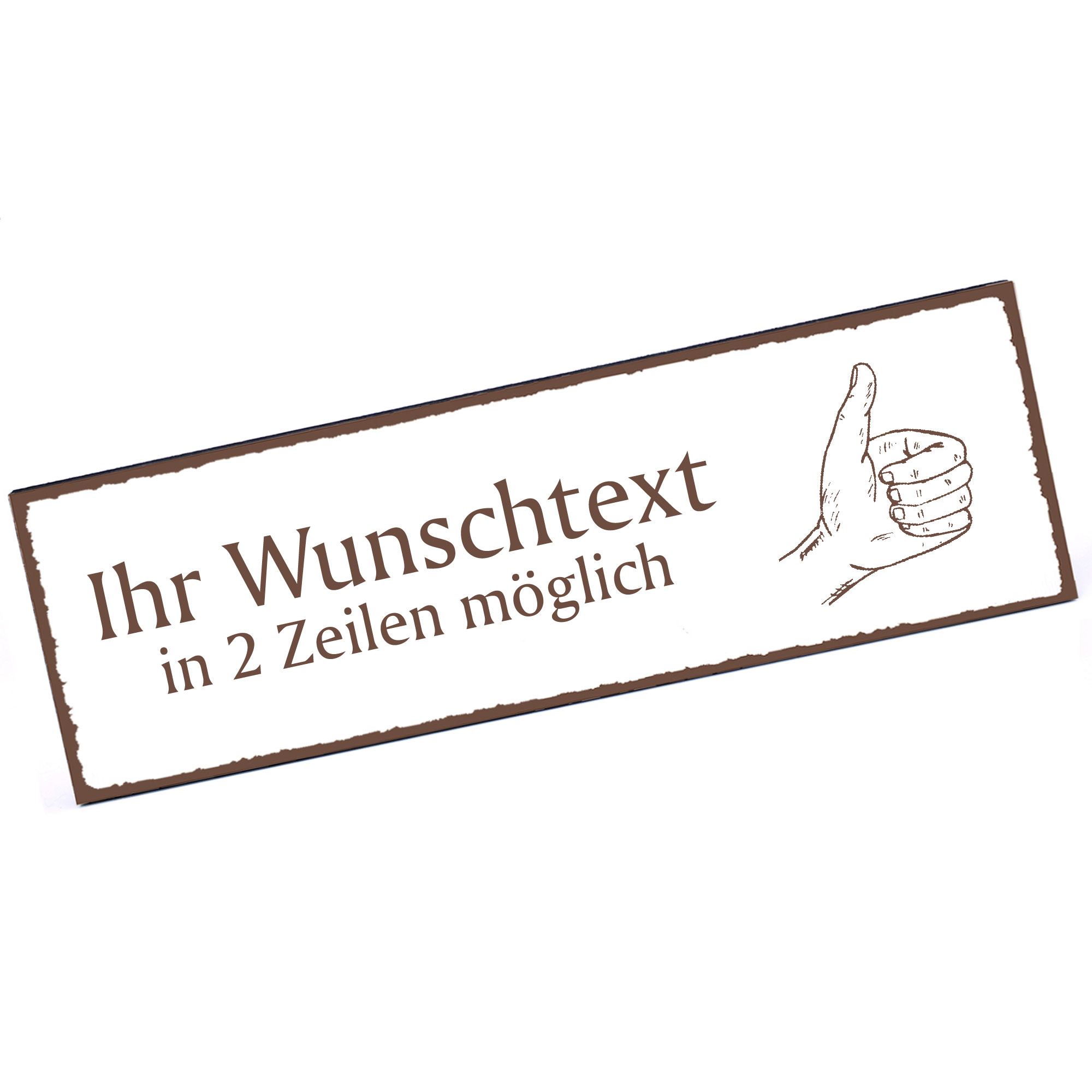 Türschild Daumen hoch  Namensschild personalisiert mit Gravur - 150mm x 50mm - selbstklebend