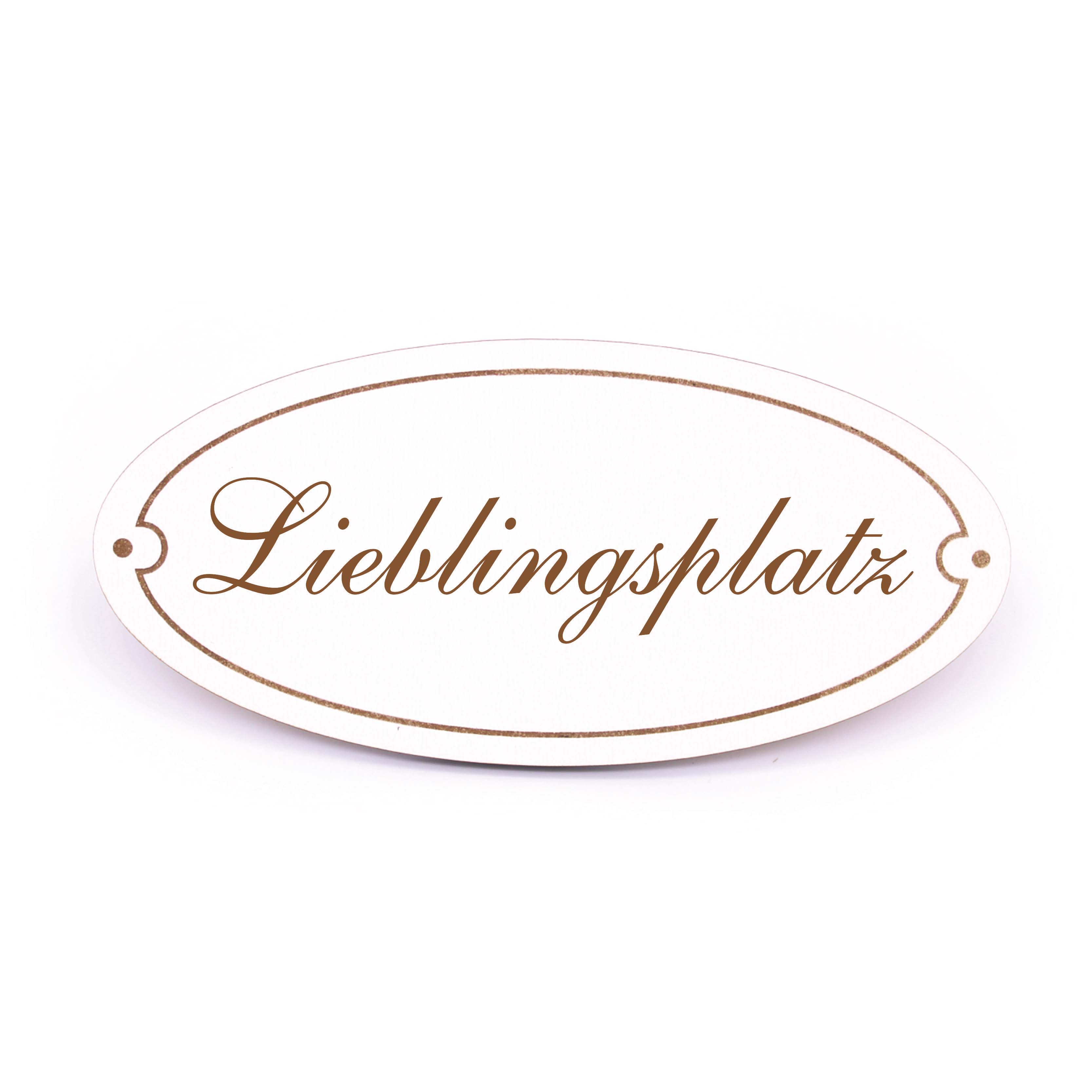 Ovales Türschild Lieblingsplatz - selbstklebend - 15 x 7 cm