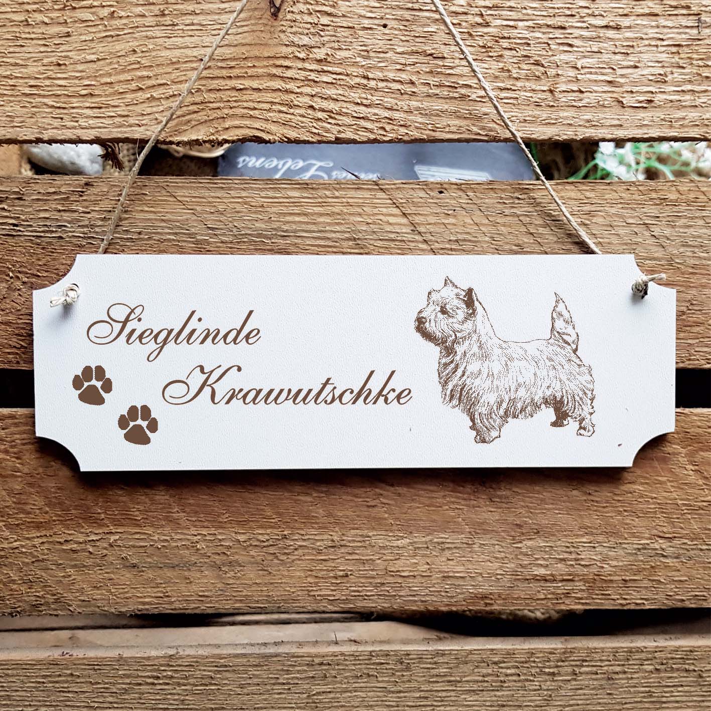 Schild « West Highland White Terrier » Namensschild Türschild zum Anhängen - 20 x 6,7 cm