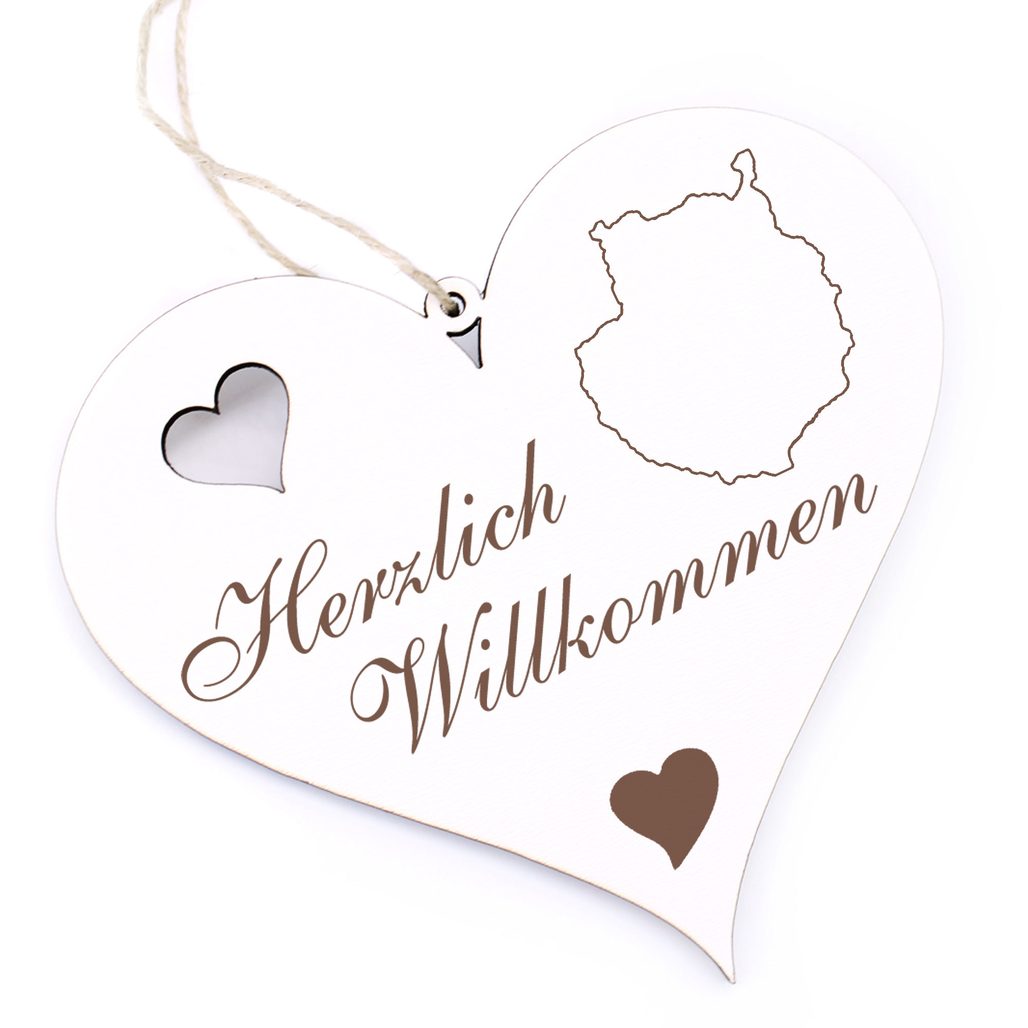 Herzlich Willkommen Schild - Insel Gran Canaria - Deko Herz Holz
