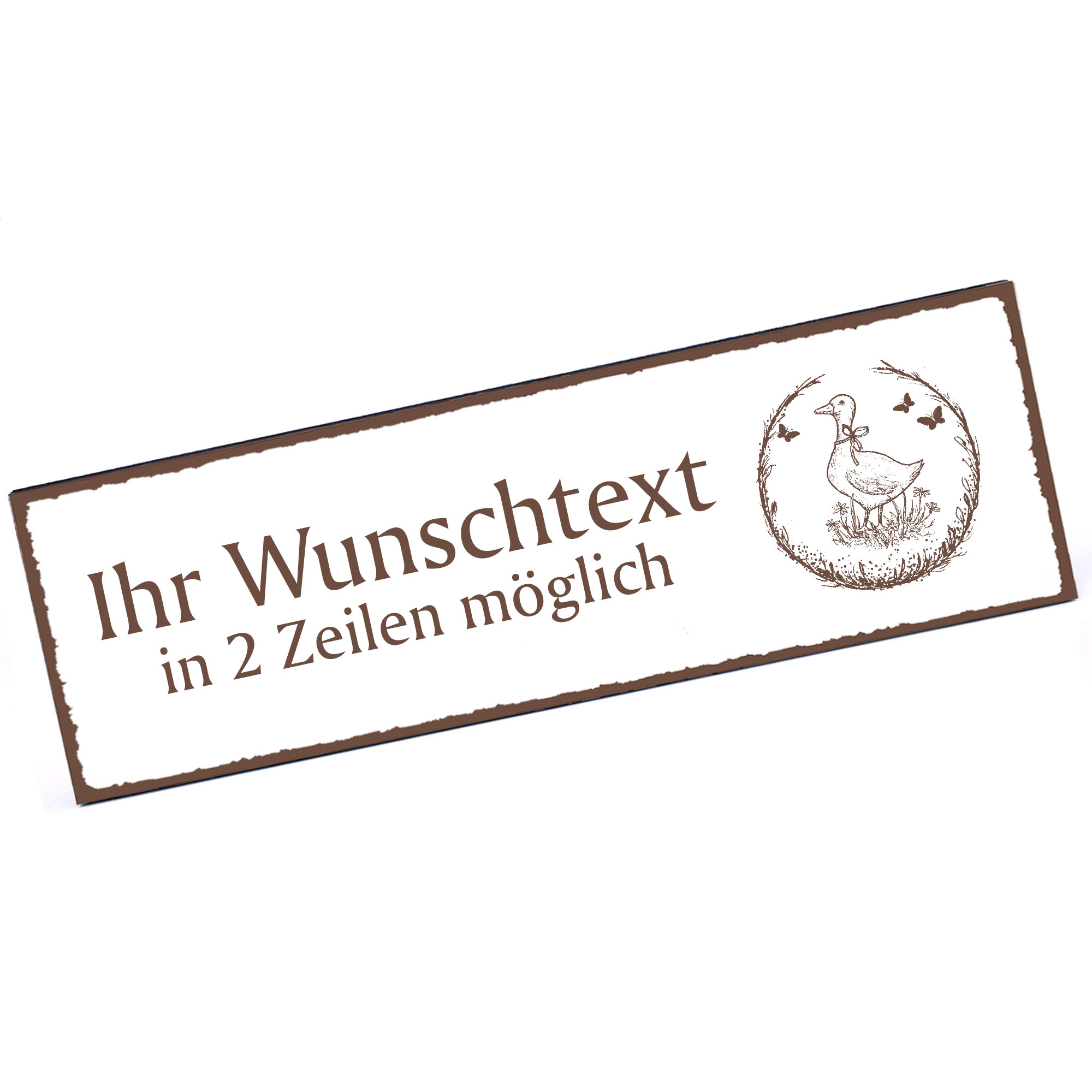 Türschild Gans auf der Wiese  Namensschild personalisiert mit Gravur - 150mm x 50mm - selbstklebend