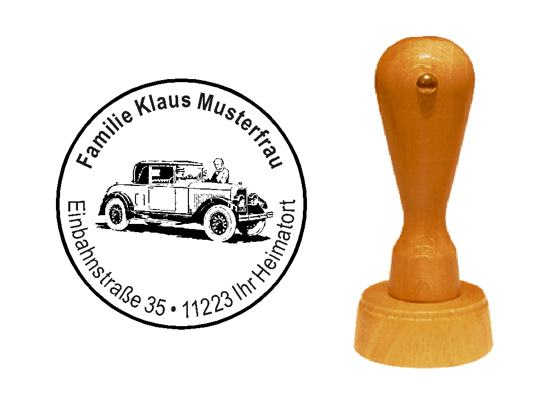 « Auto 8 » Holzstempel mit persönlichem Wunschtext